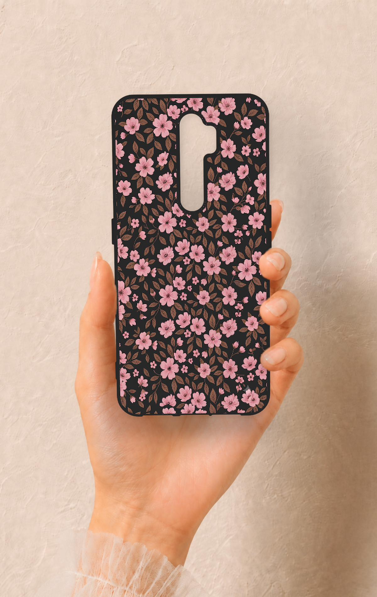 Oppo A5 2020 Uyumlu Mini Pembe Çiçek Desenli Silikon Kılıf