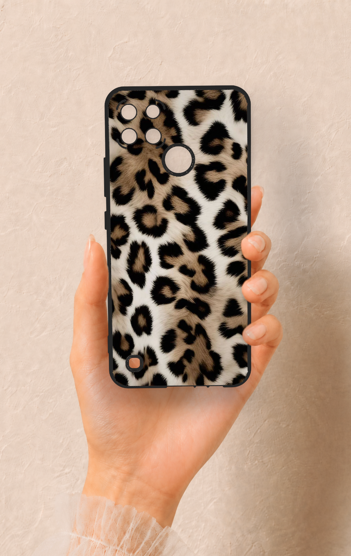 Realme C21Y Uyumlu Leopar Derisi Desenli Silikon Kılıf