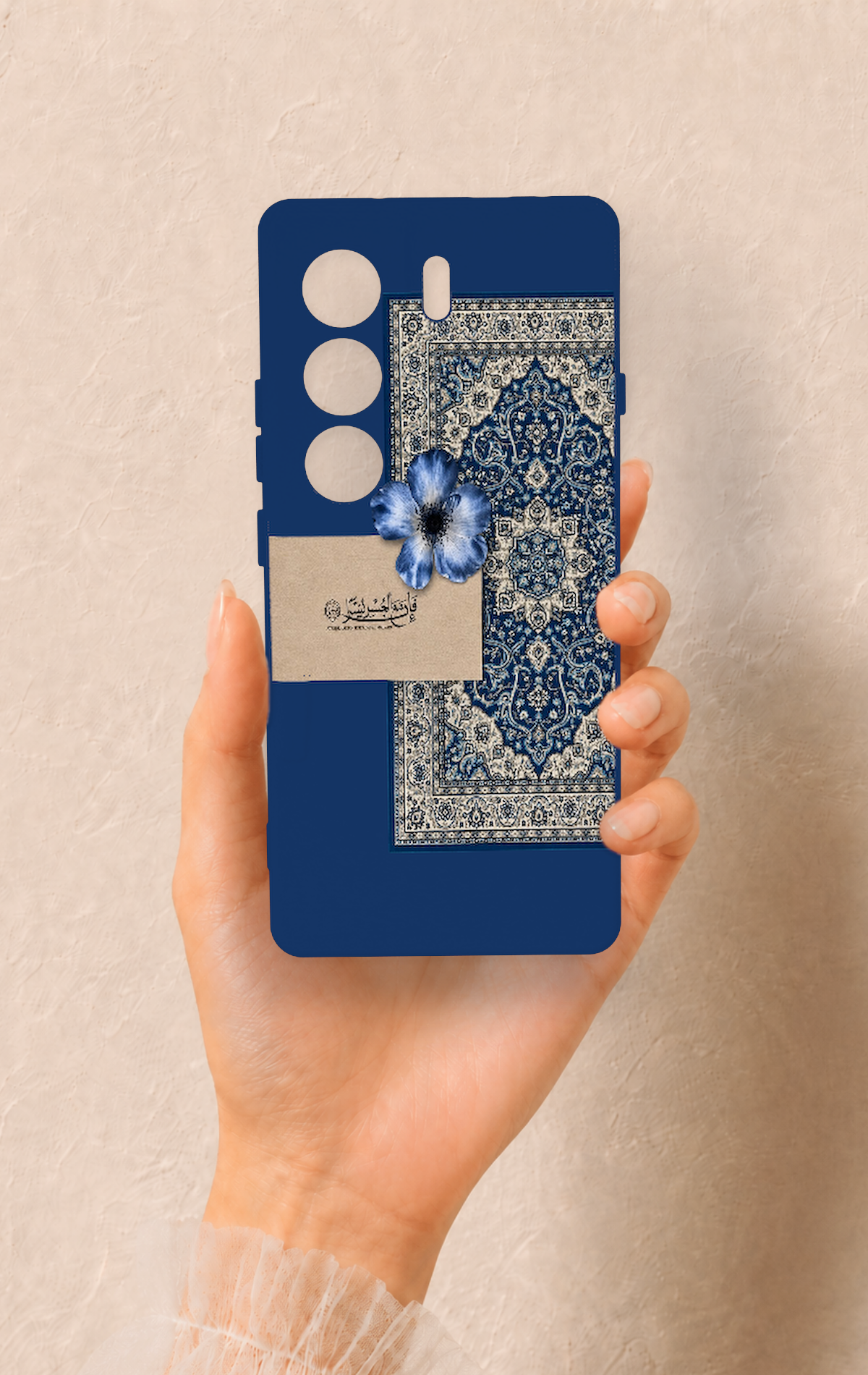 Tecno Camon 40 4G Uyumlu Mavi Etnik Halı Desenli Silikon Kılıf