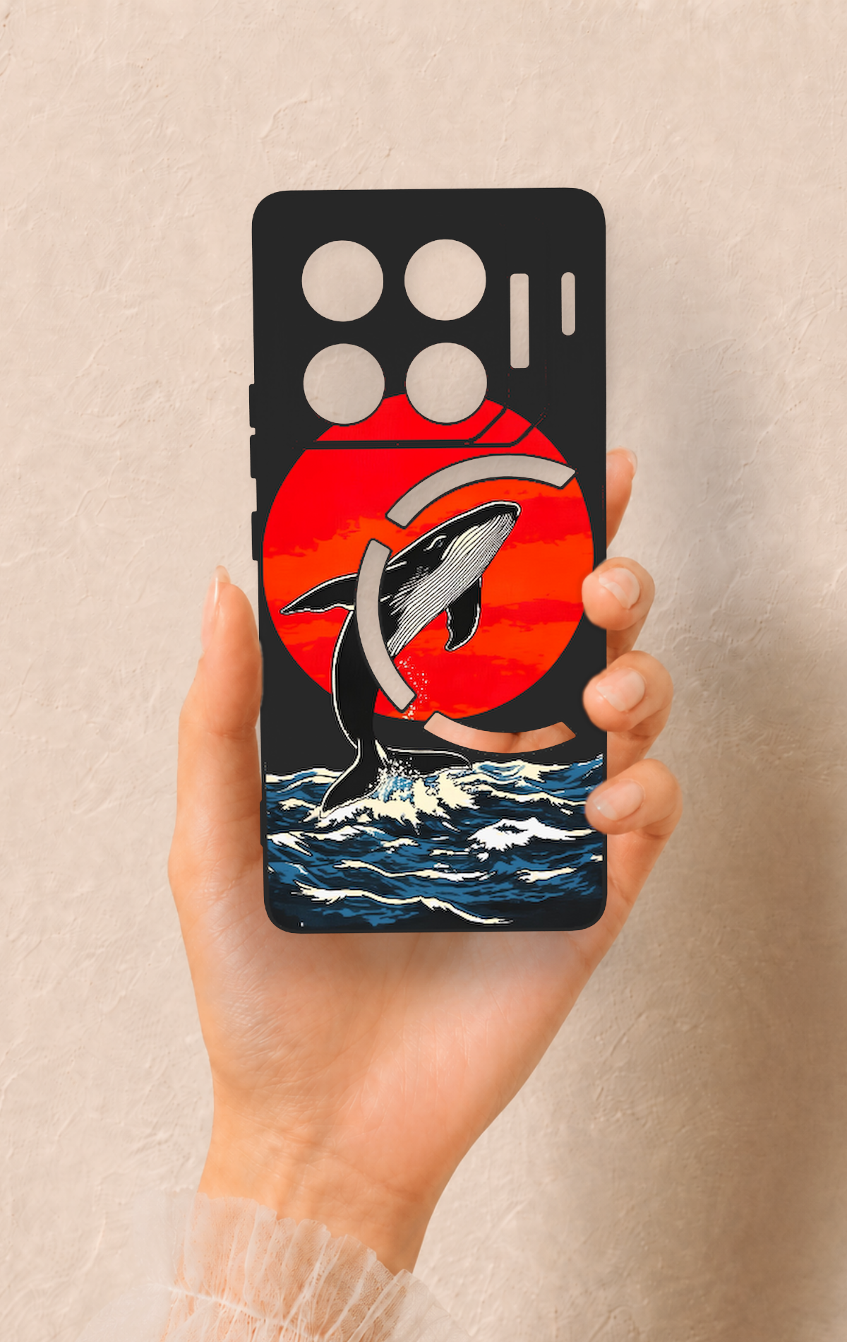 İnfinix Gt 20 Pro Uyumlu Kırmızı Güneş Balina Desenli Silikon Kılıf