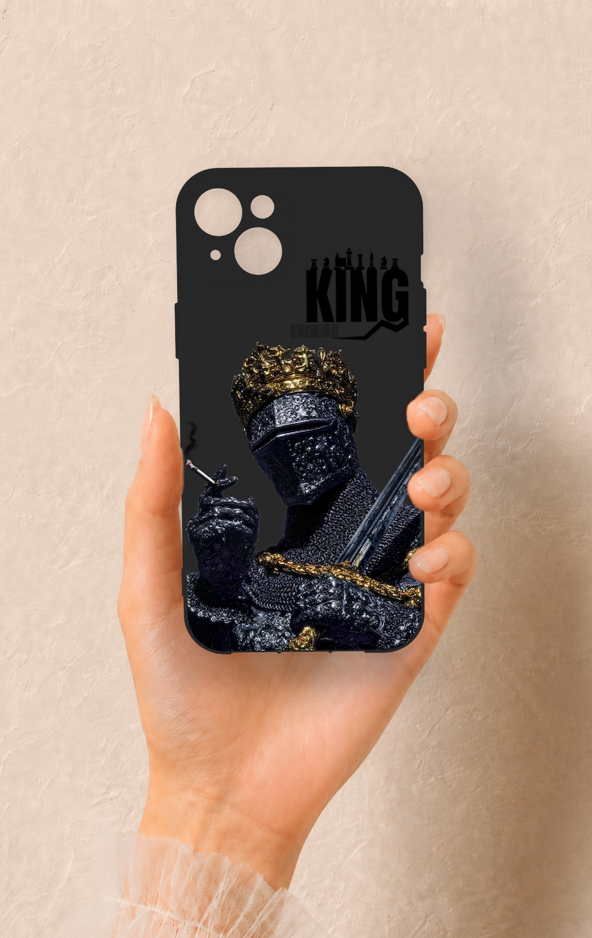 iPhone 14 Plus/15 Plus Uyumlu King Desenli Silikon Kılıf