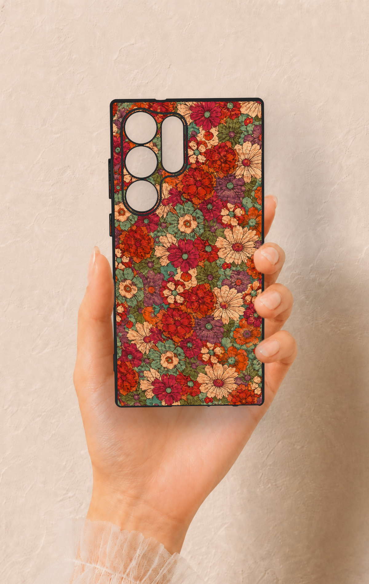 Samsung S23 Ultra Uyumlu Pastel Çiçek Bahçesi Desenli Silikon Kılıf