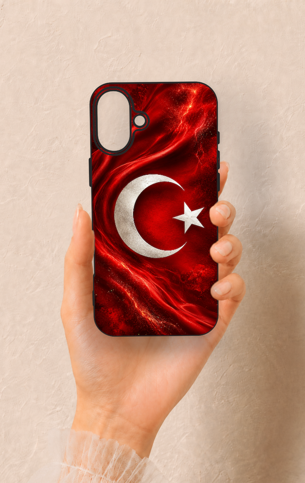 iPhone 16 Plus Uyumlu Türk Bayrağı Desenli Silikon Kılıf