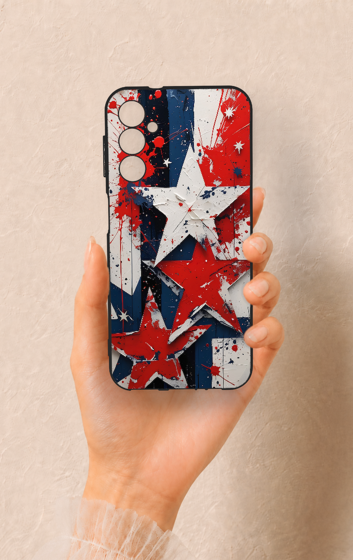 Samsung A14 Uyumlu Star Flag Desenli Silikon Kılıf