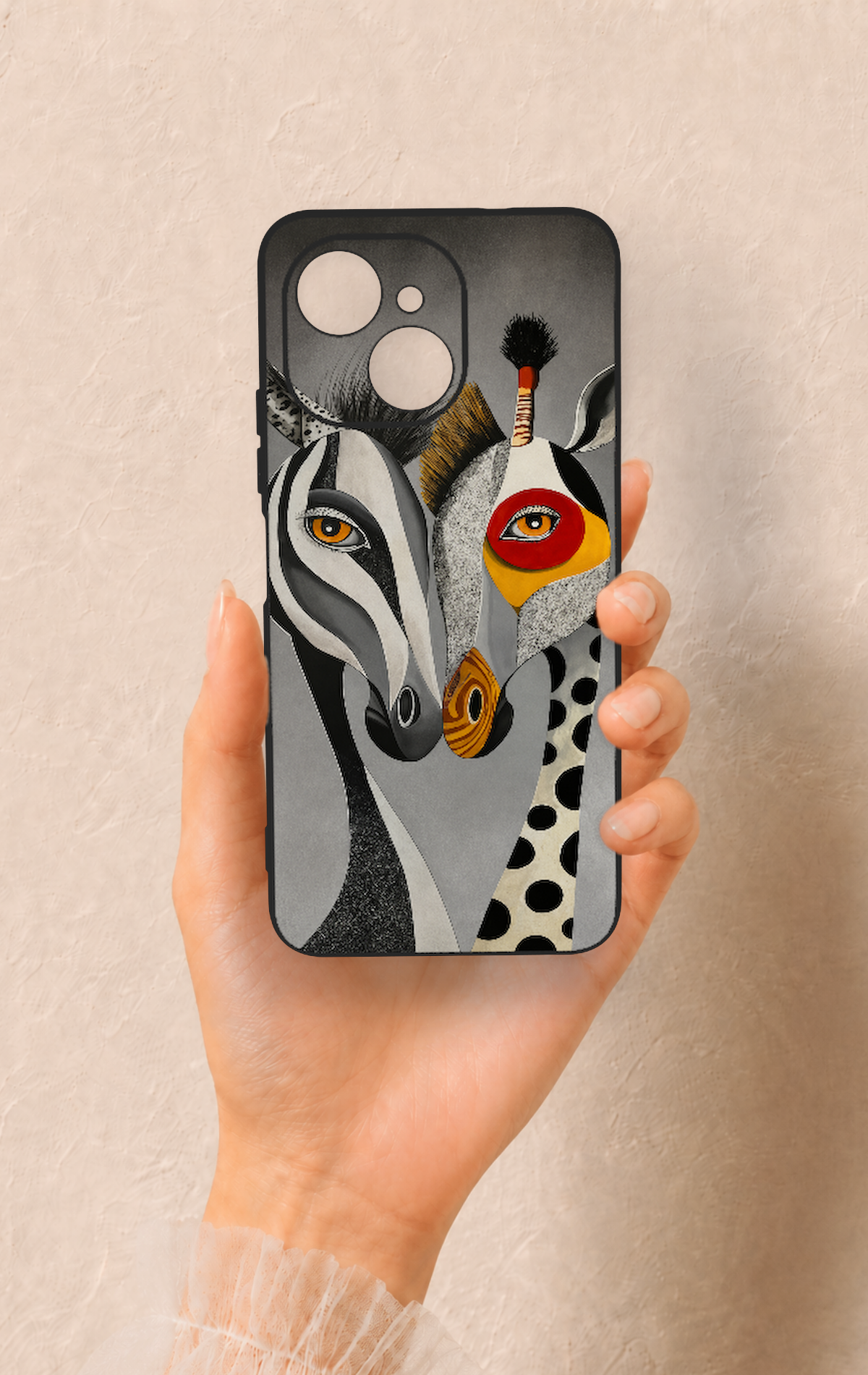 Tecno Spark 40C Uyumlu Zebra ve Zürafa Desenli Silikon Kılıf