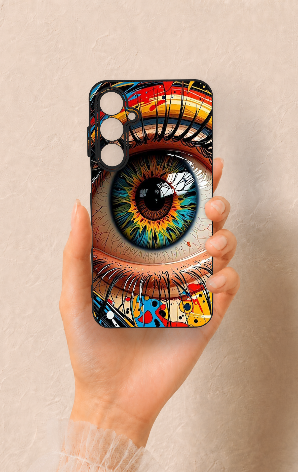 Samsung A55 Uyumlu Renkli Göz Bebeği Desenli Silikon Kılıf
