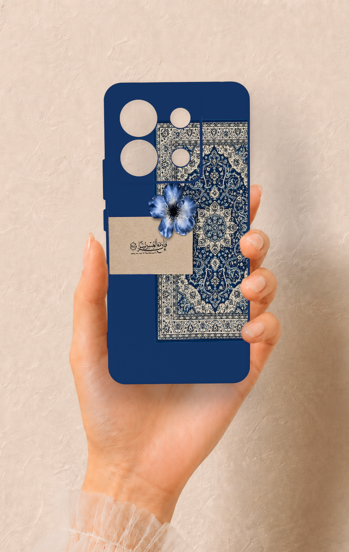 Redmi Note 13 Pro 5G Uyumlu Mavi Etnik Halı Desenli Silikon Kılıf