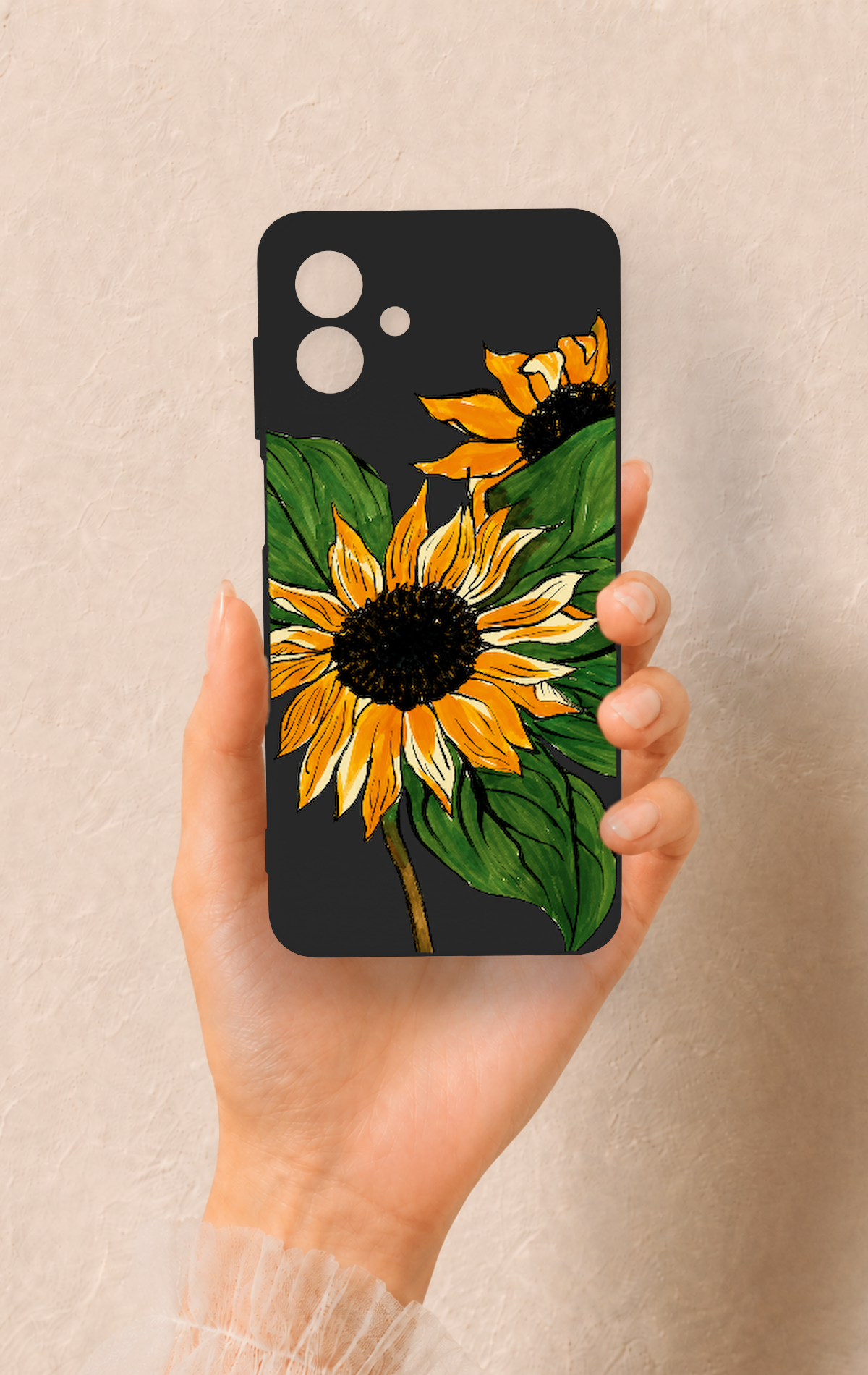 Samsung A07 Uyumlu Ay Çiçeği Desenli Silikon Kılıf