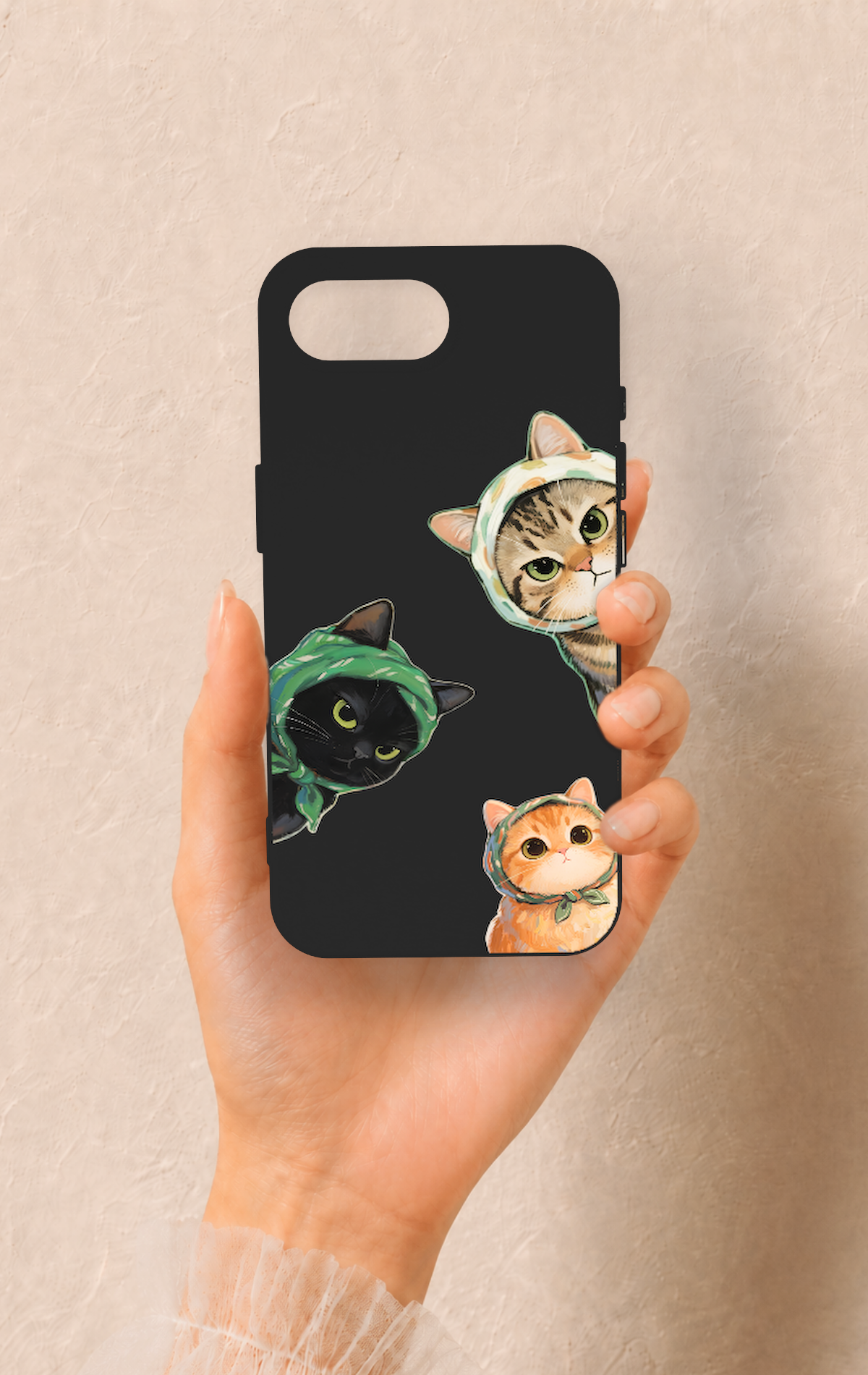 iPhone 16E Uyumlu Kedi Ekibi Desenli Silikon Kılıf