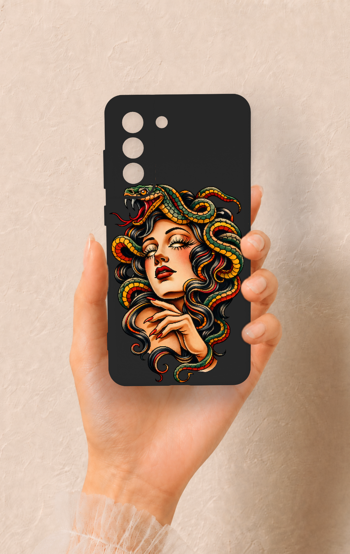 Samsung-S21FE Uyumlu Medusa Desenli Silikon Kılıf