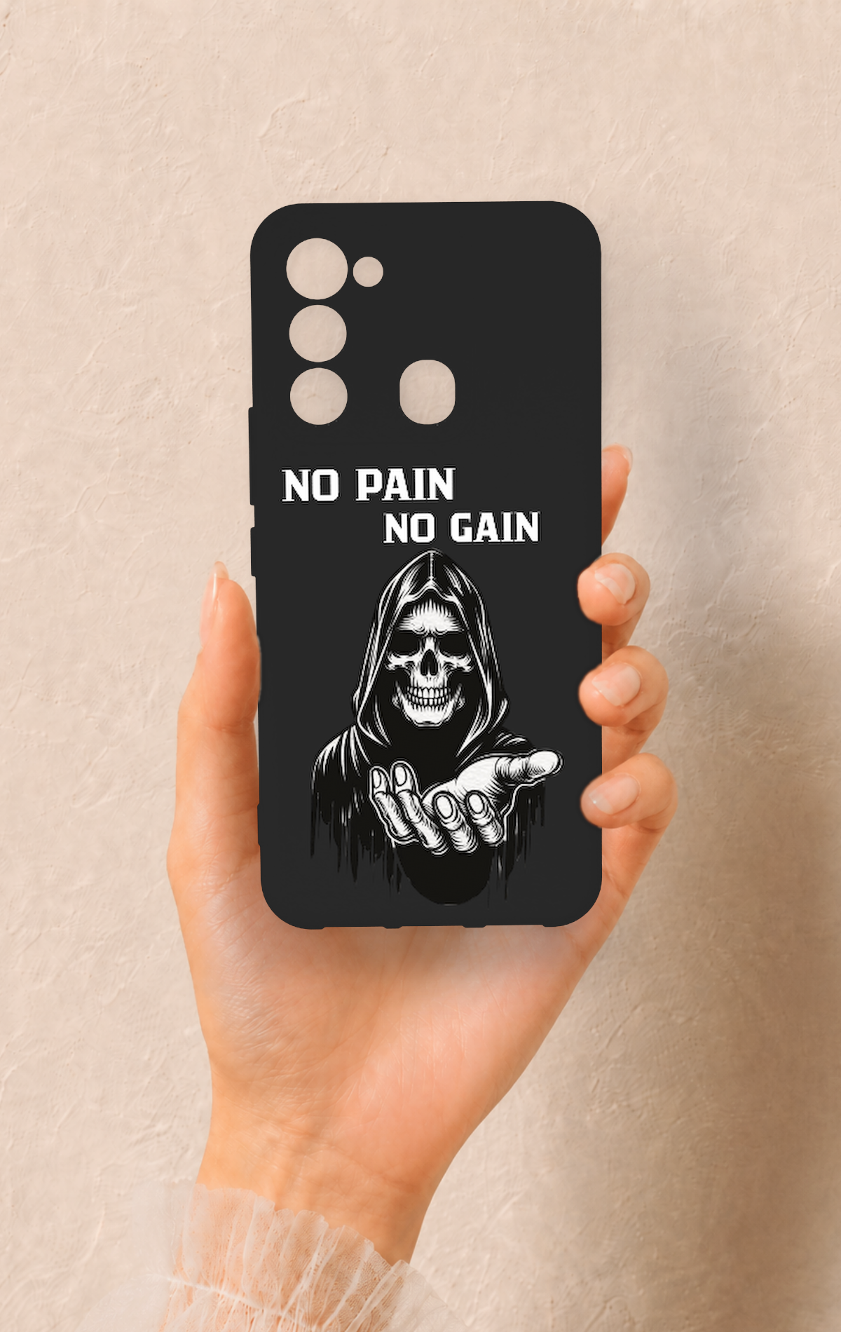 Tecno Spark 8C Uyumlu No Pain No Gain Desenli Silikon Kılıf