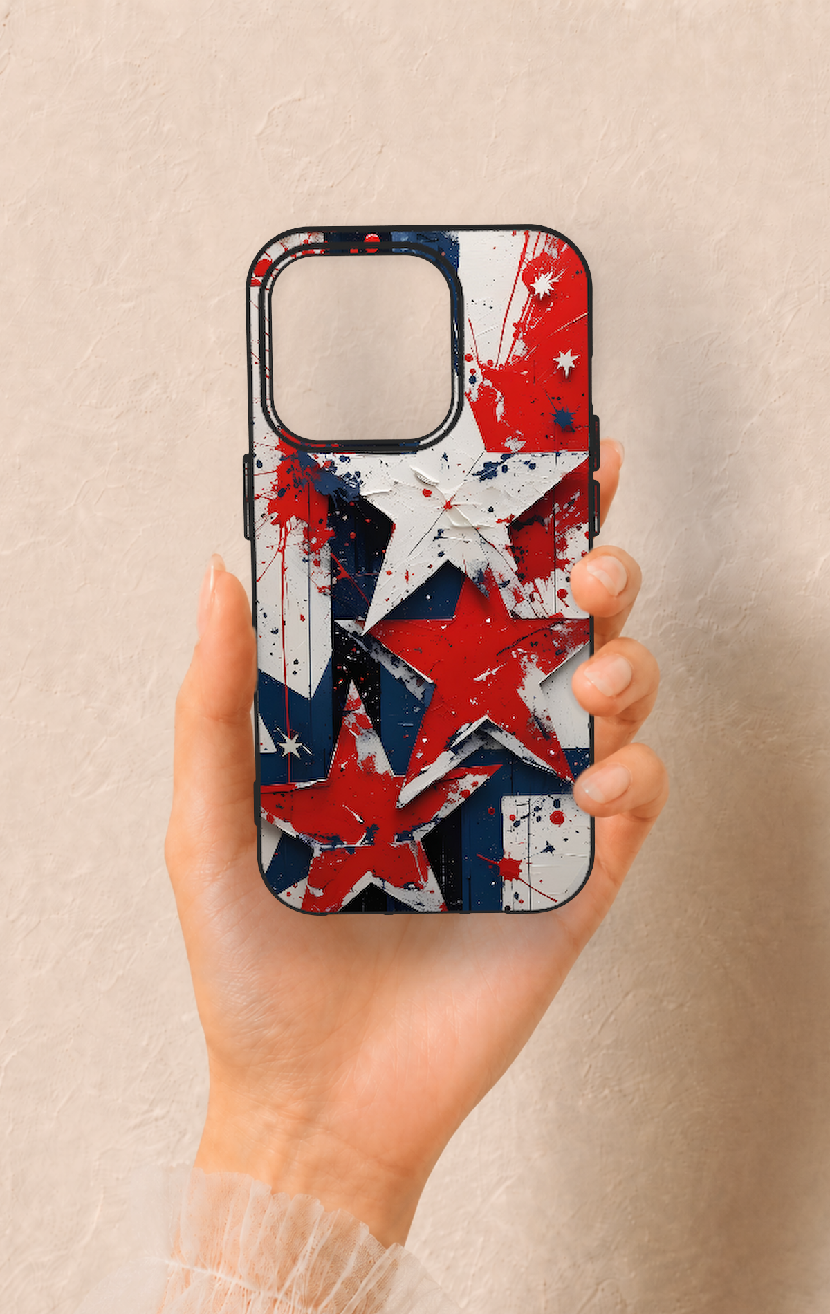 iPhone 15 Pro Uyumlu Star Flag Desenli Silikon Kılıf