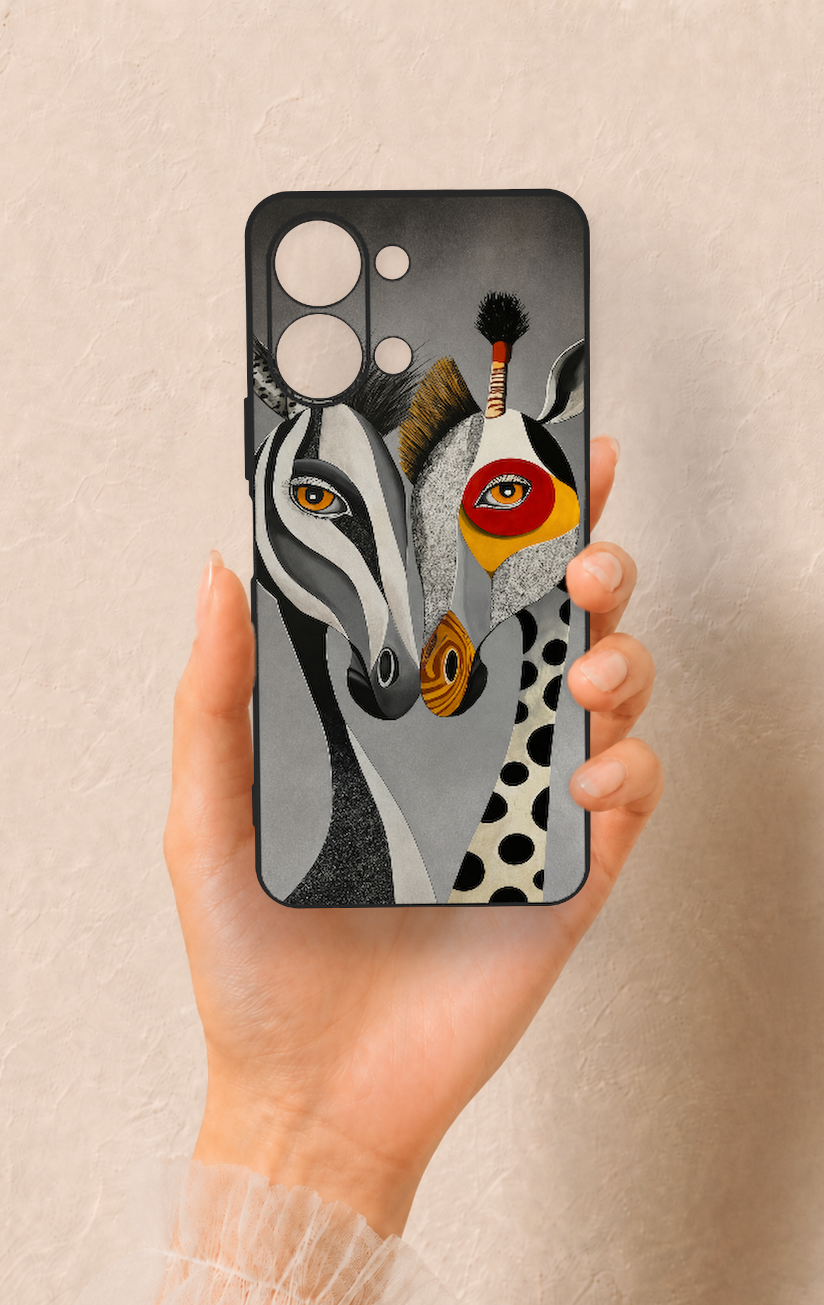 Vivo Y05 4G Uyumlu Zebra ve Zürafa Desenli Silikon Kılıf