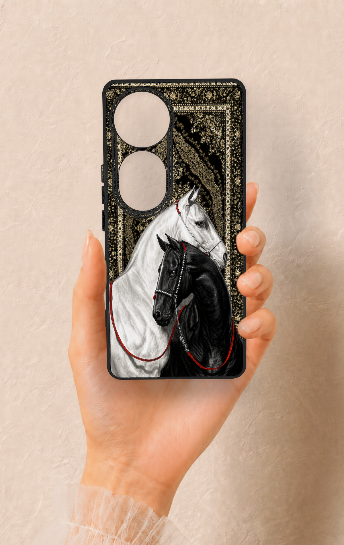 Vivo V40 Uyumlu Asil Sevgili Atlar Desenli Silikon Kılıf