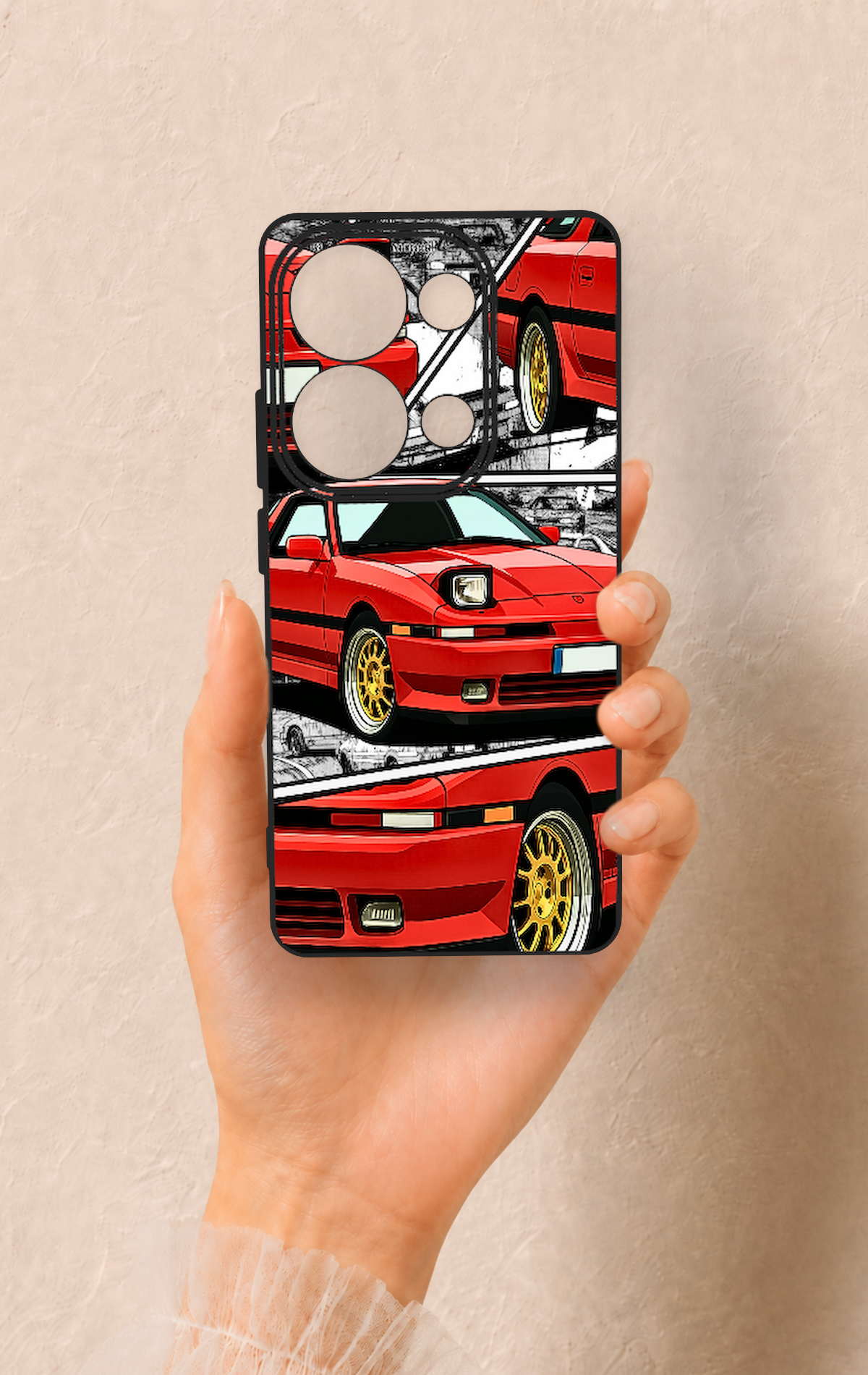 Redmi Note 13 Pro 4G Uyumlu Kırmızı Supra Desenli Silikon Kılıf