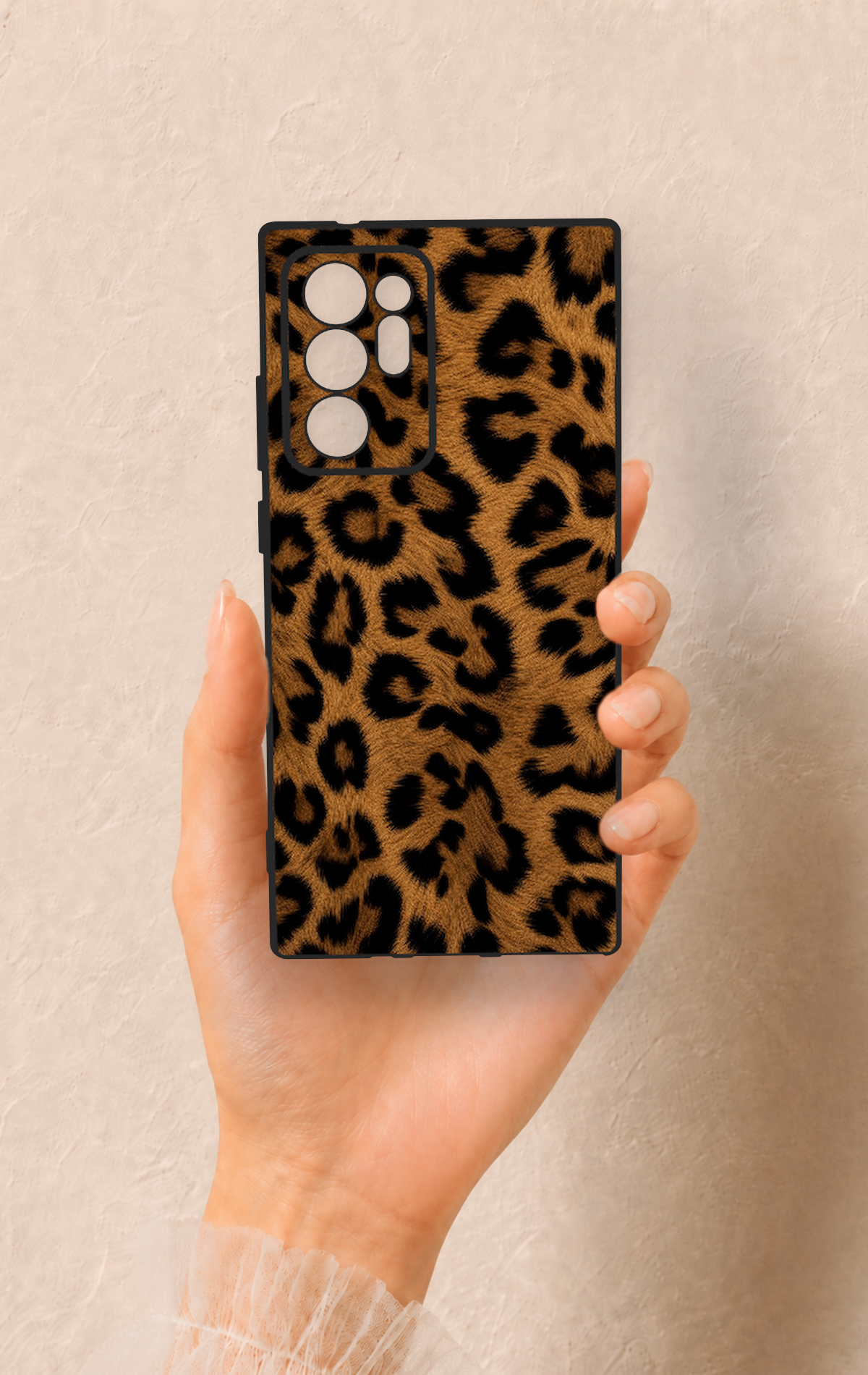 Samsung Note 20 Ultra Uyumlu Koyu Leopar Deri Desenli Silikon Kılıf