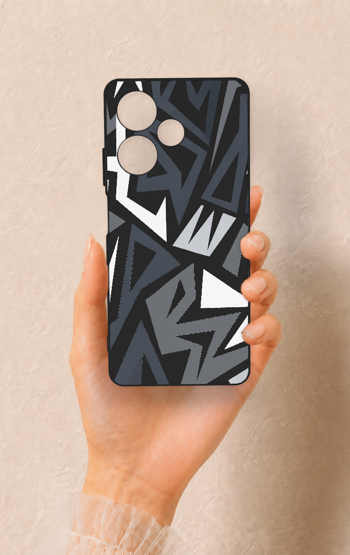 İnfinix Hot 30 Uyumlu Geometrik Blok Desenli Silikon Kılıf