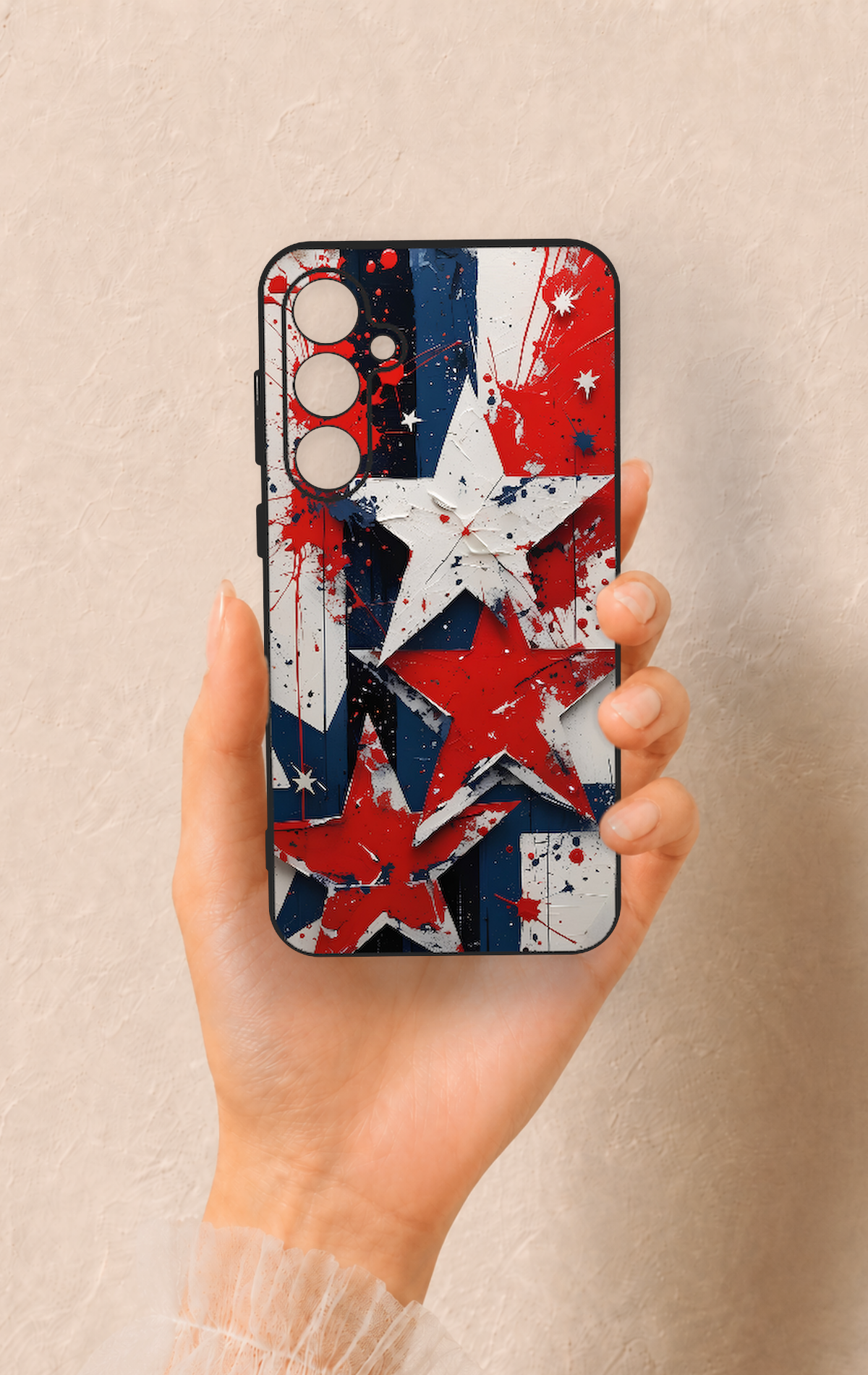 Samsung S23Fe Uyumlu Star Flag Desenli Silikon Kılıf