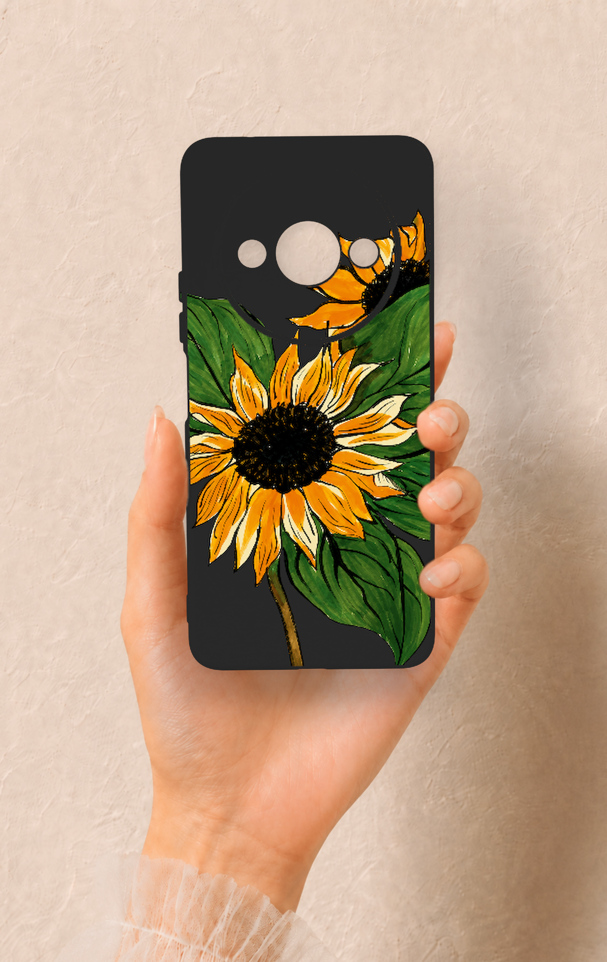 Redmi A3 Uyumlu Ay Çiçeği Desenli Silikon Kılıf