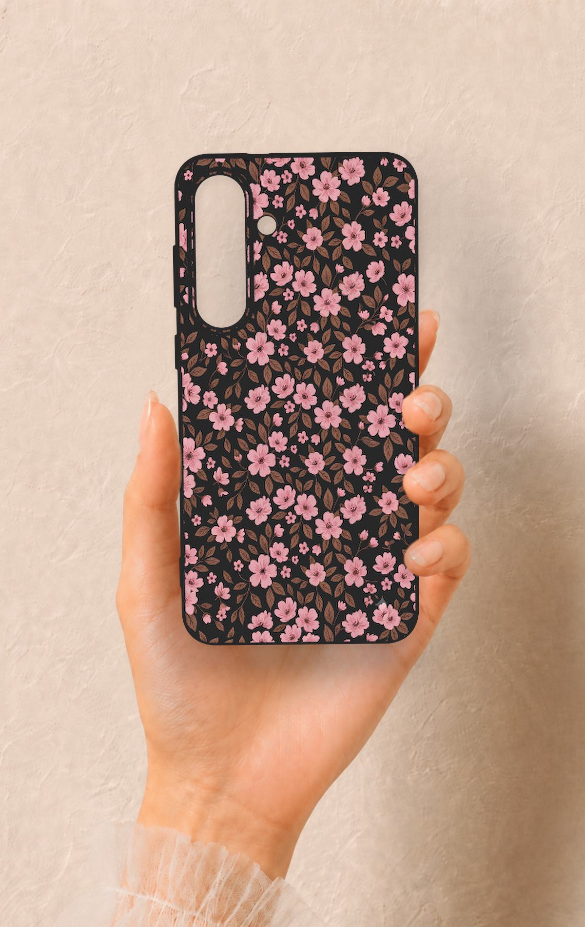 Samsung S25Fe Uyumlu Mini Pembe Çiçek Desenli Silikon Kılıf