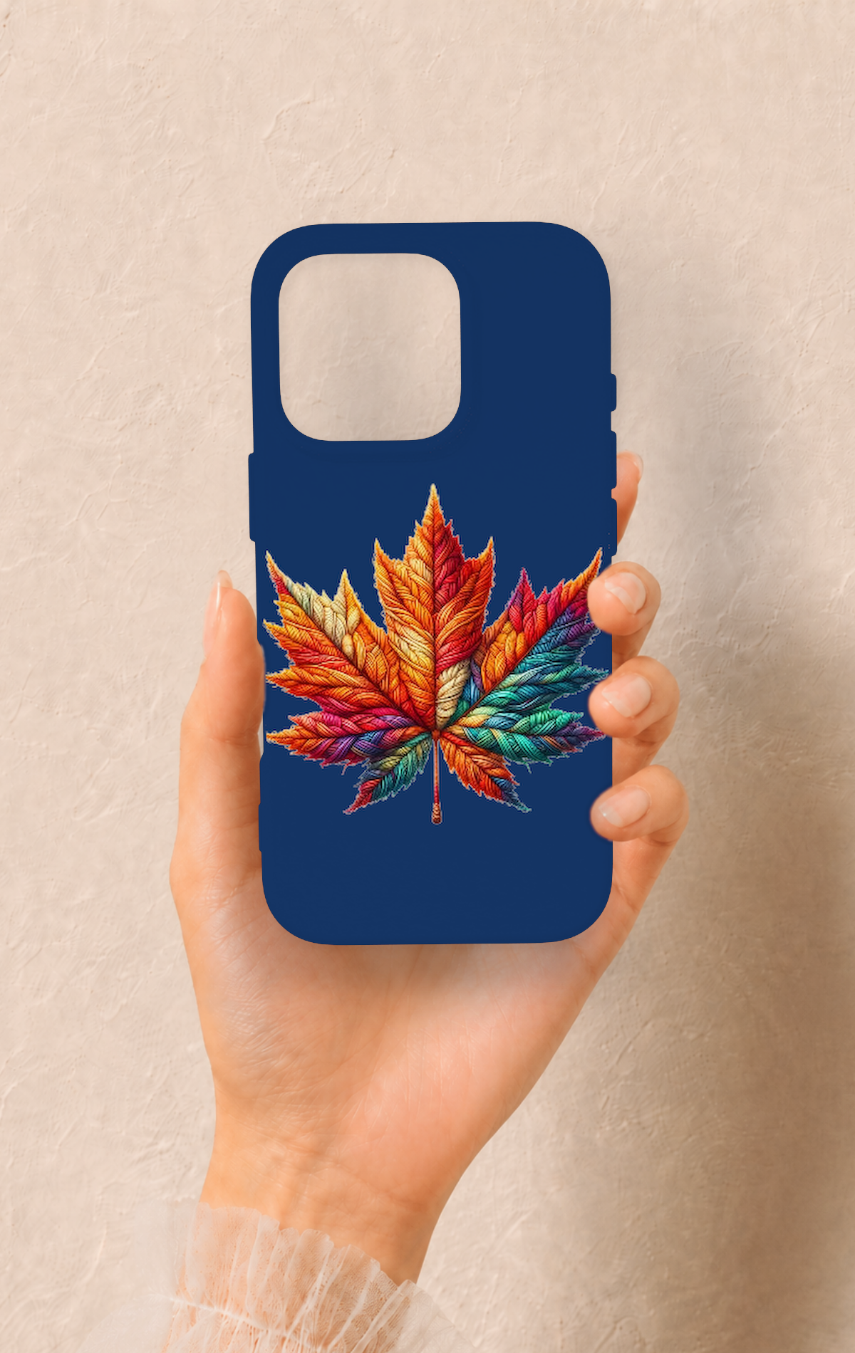 iPhone 16 Pro Uyumlu Renkli Yaprak Desenli Silikon Kılıf