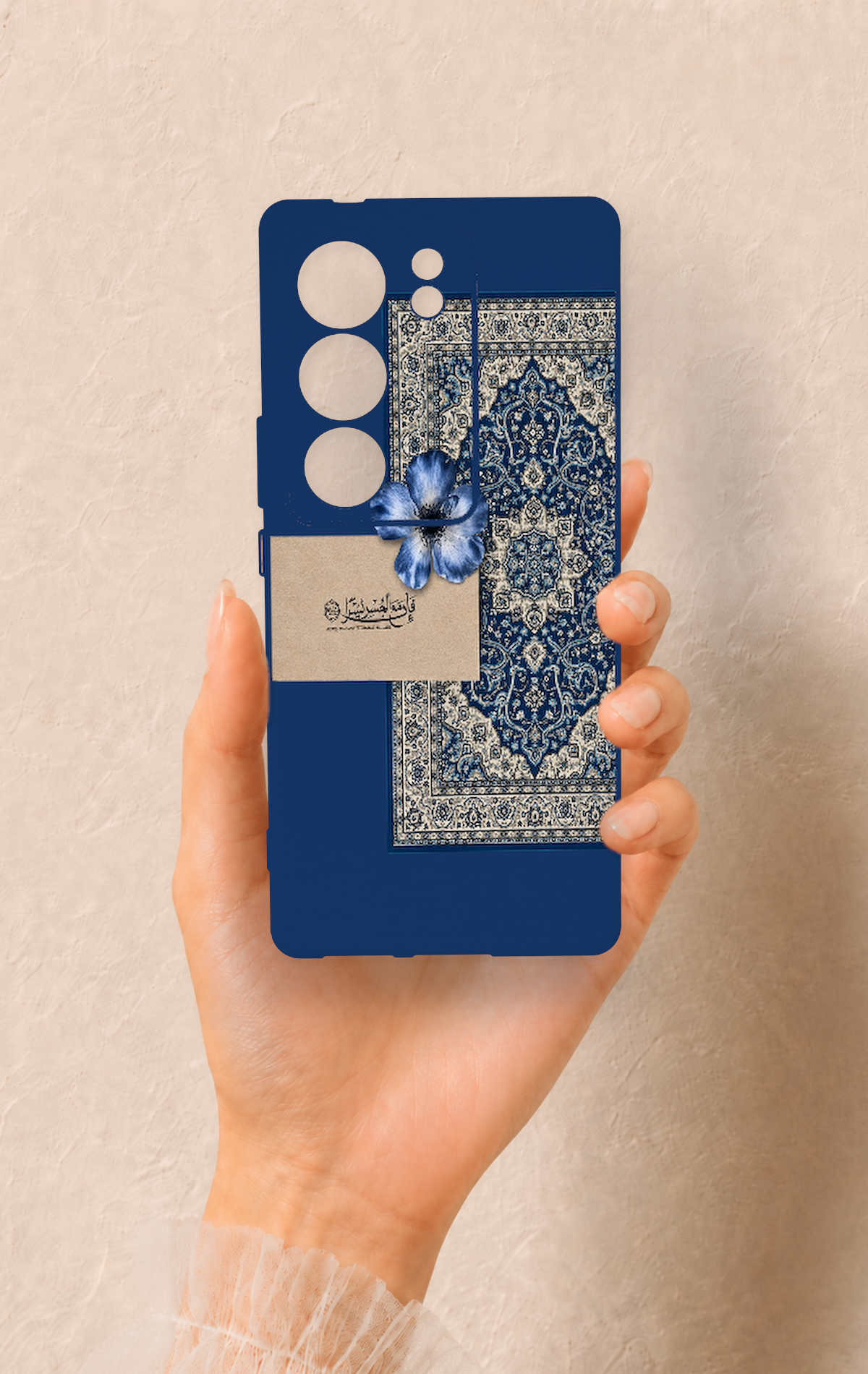 Vivo V29 Uyumlu Mavi Etnik Halı Desenli Silikon Kılıf