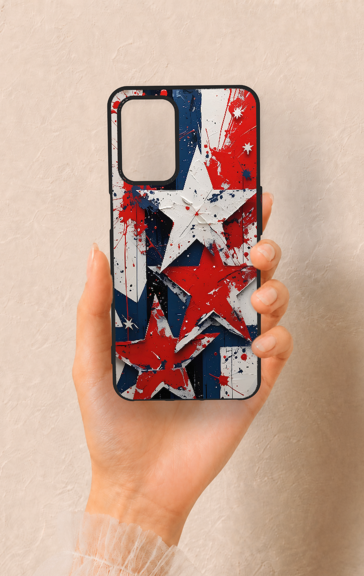 Oppo A54 Uyumlu Star Flag Desenli Silikon Kılıf