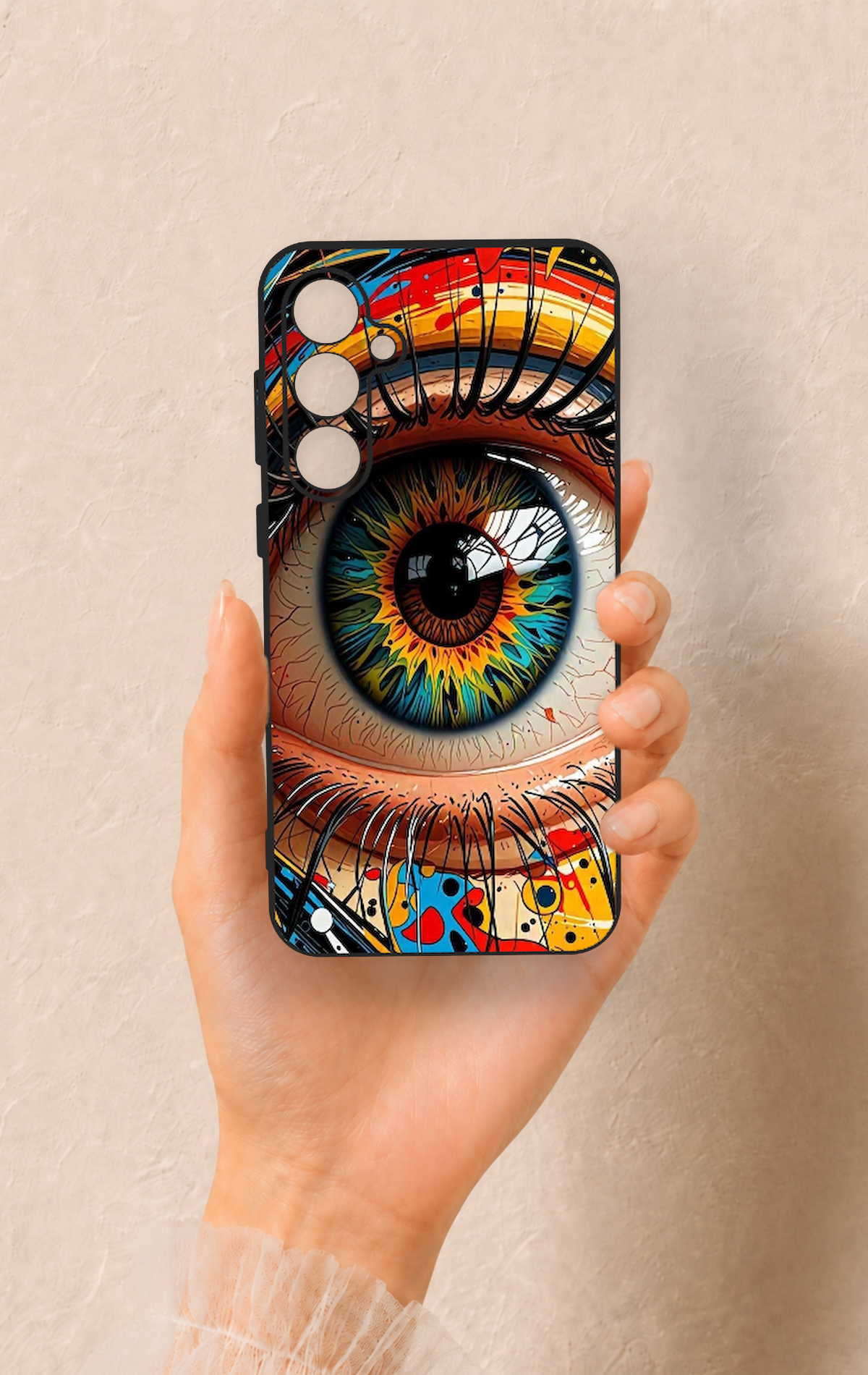Samsung S23Fe Uyumlu Renkli Göz Bebeği Desenli Silikon Kılıf