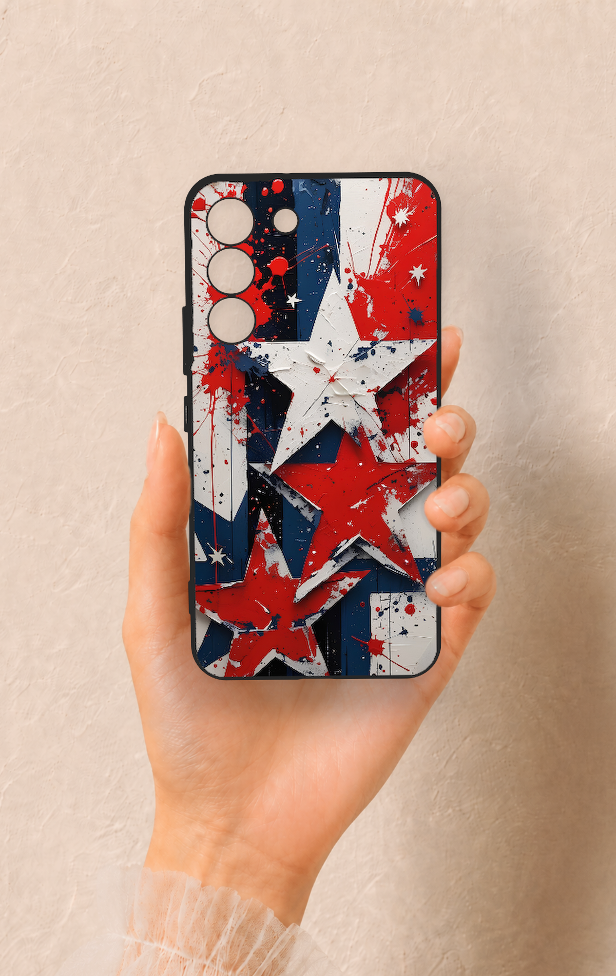 Samsung S22 Uyumlu Star Flag Desenli Silikon Kılıf
