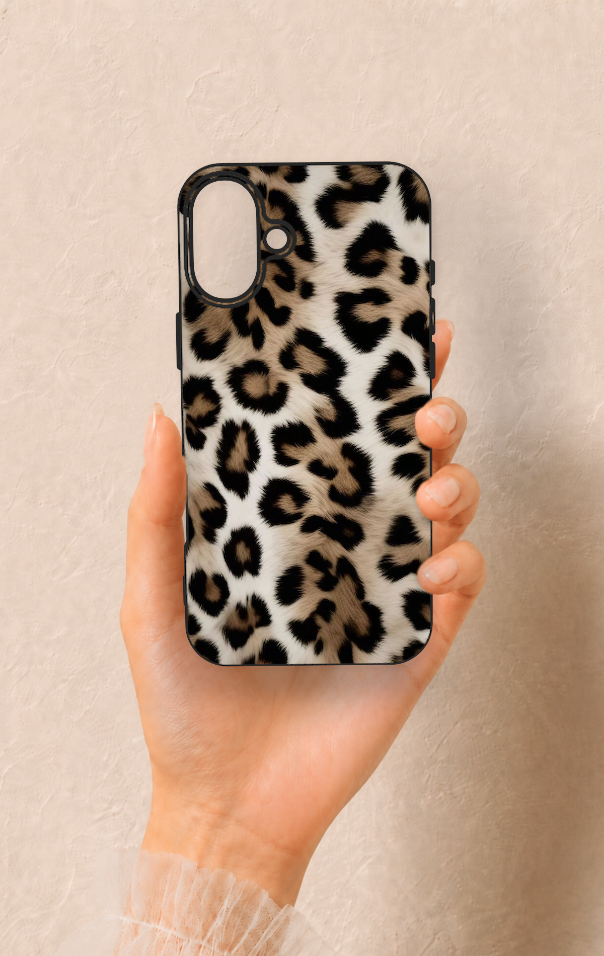 iPhone 16 Plus Uyumlu Leopar Derisi Desenli Silikon Kılıf