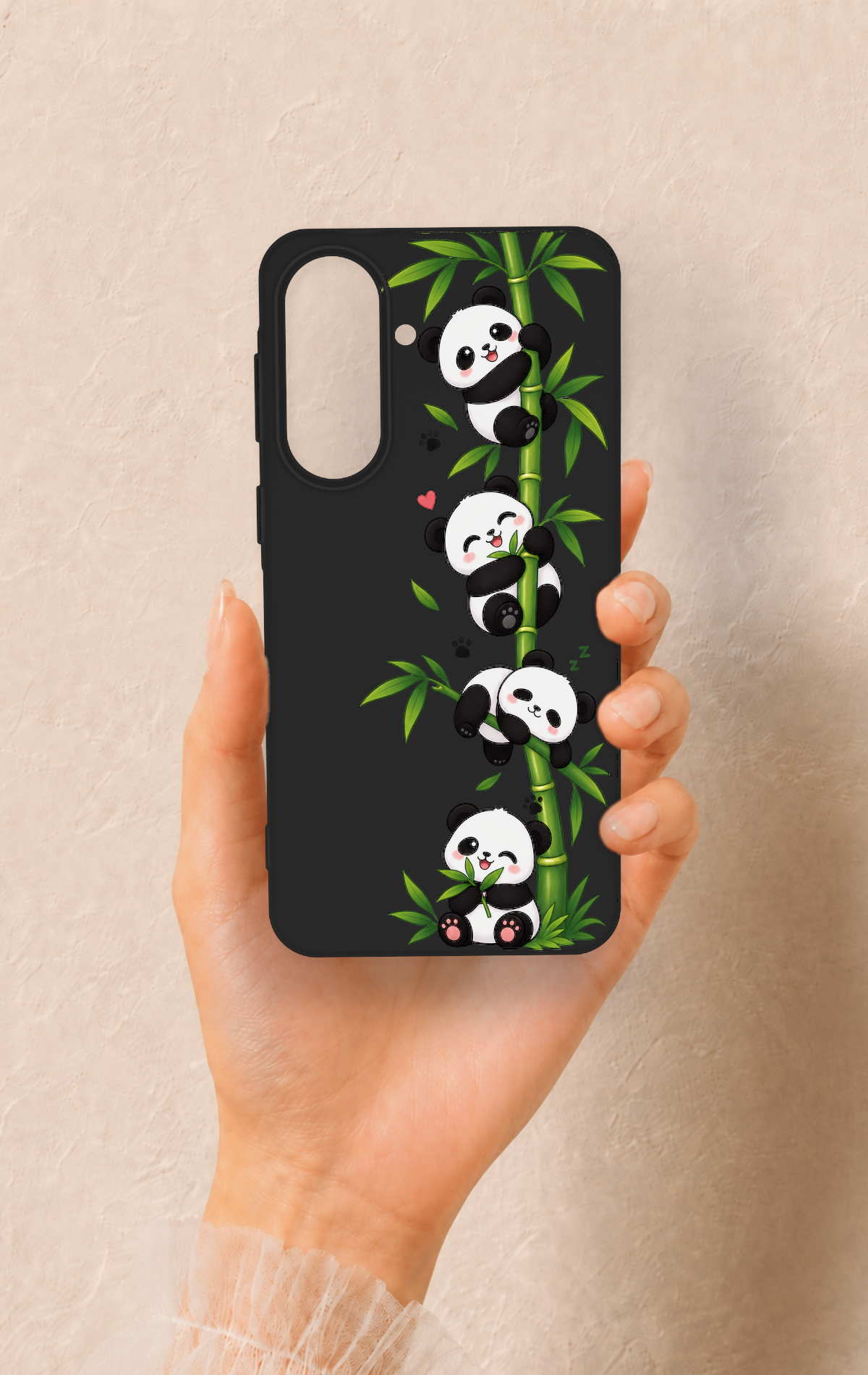 Samsung A57 Uyumlu Sevimli Panda Bambu Desenli Silikon Kılıf