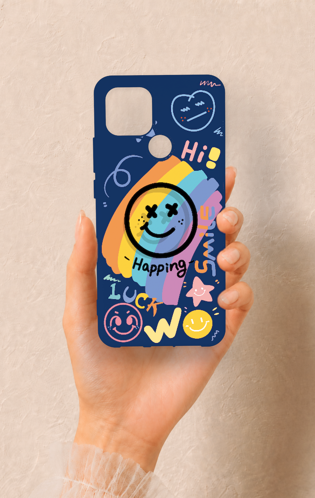 Oppo A15 Uyumlu Happing Smile Desenli Silikon Kılıf