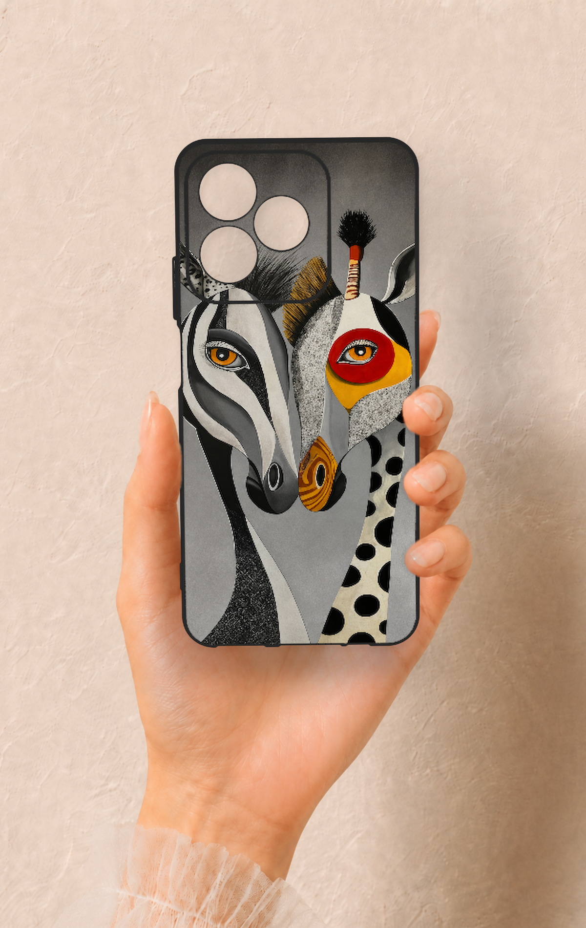 Realme C53 Uyumlu Zebra ve Zürafa Desenli Silikon Kılıf
