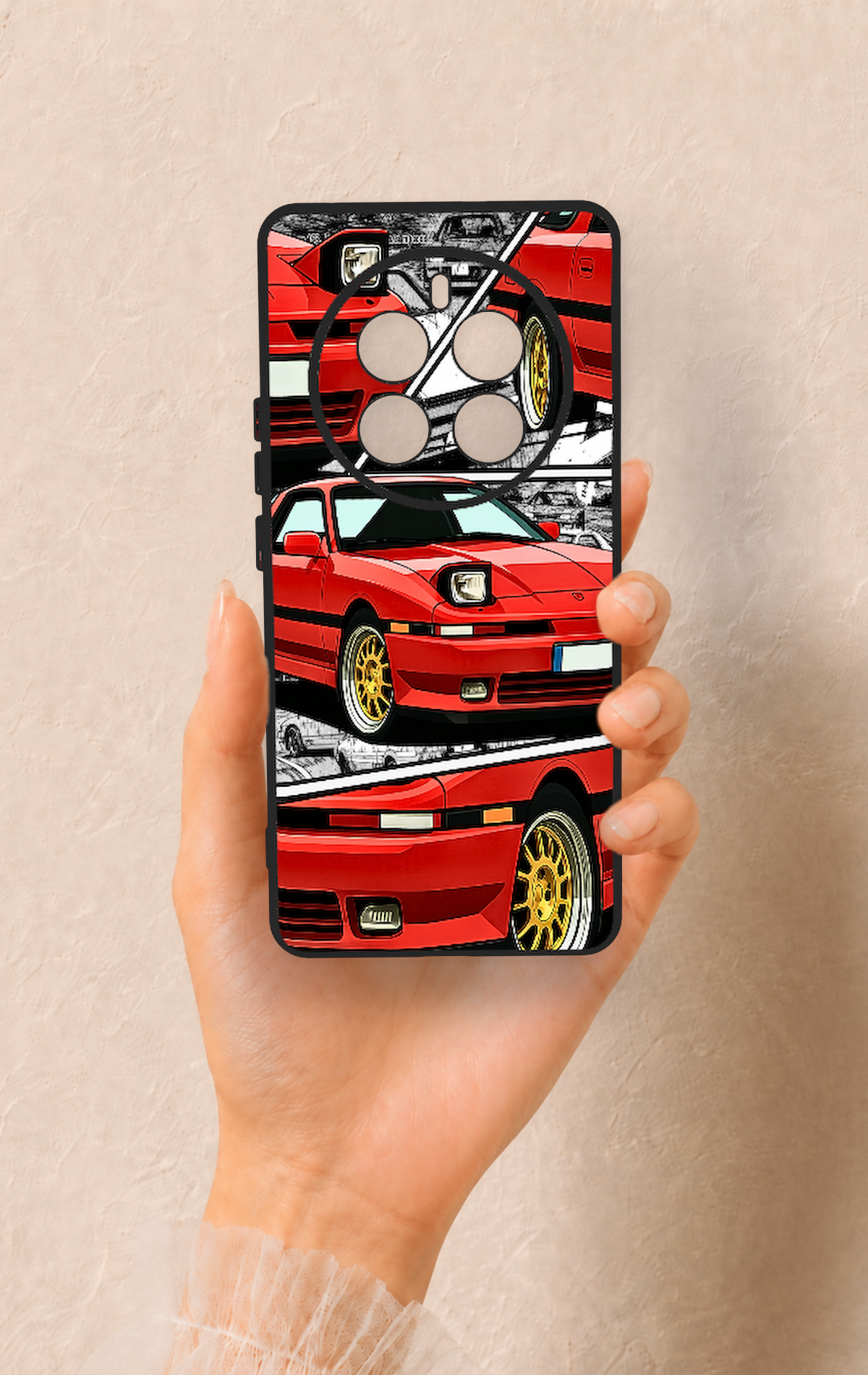 Realme 12 Pro Uyumlu Kırmızı Supra Desenli Silikon Kılıf