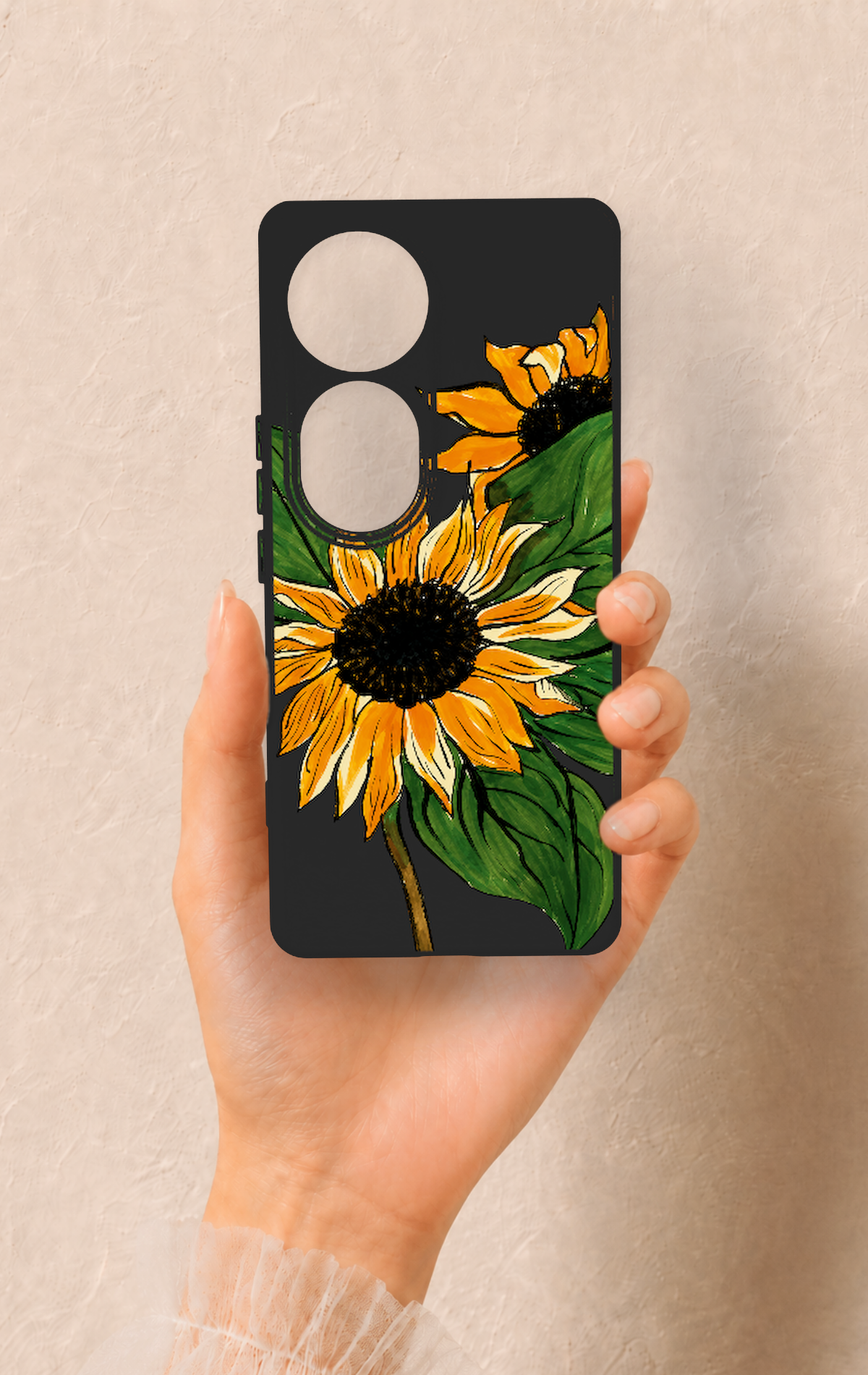 Vivo V40 Uyumlu Ay Çiçeği Desenli Silikon Kılıf