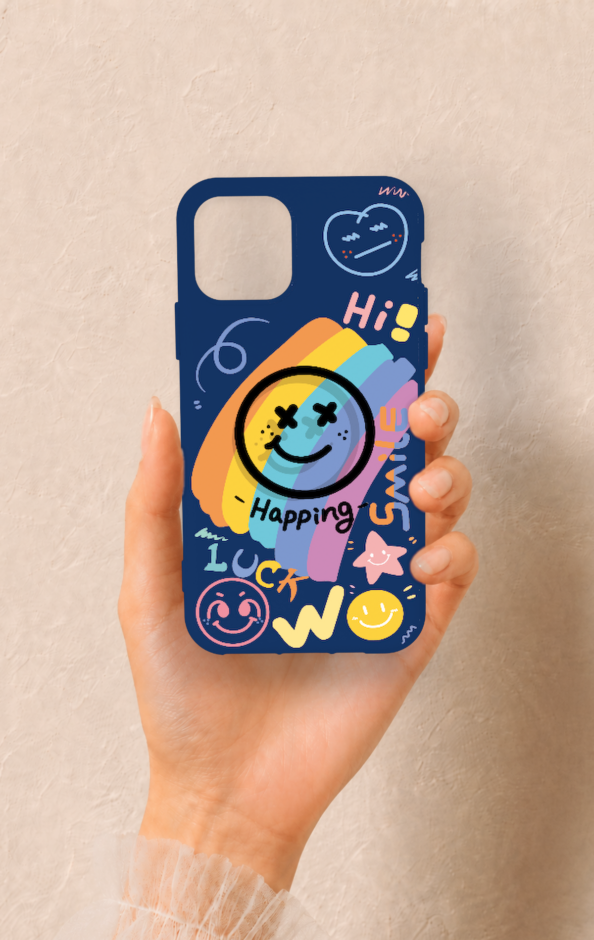 iPhone 11 Pro Uyumlu Happing Smile Desenli Silikon Kılıf