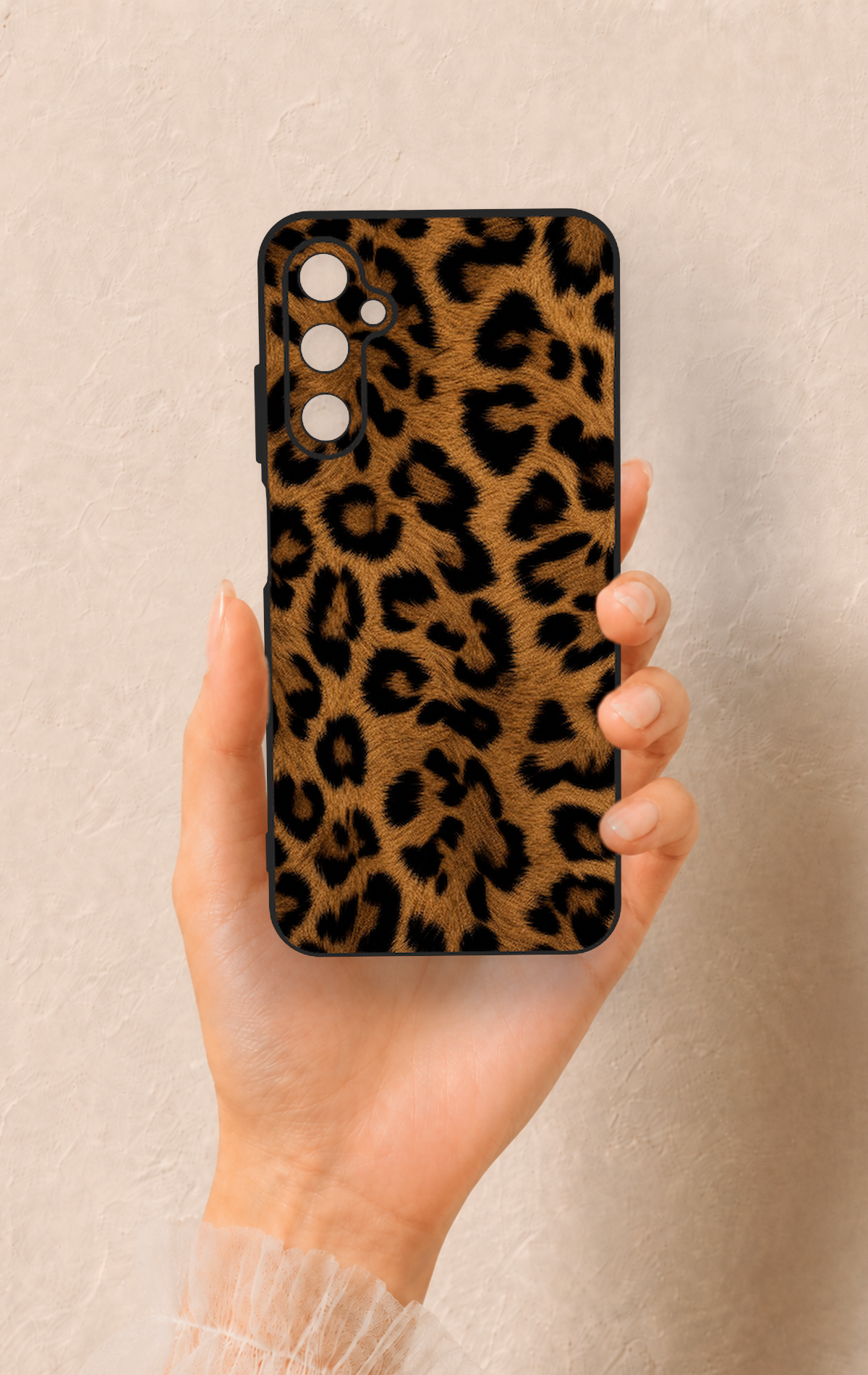 Samsung A05s Uyumlu Koyu Leopar Deri Desenli Silikon Kılıf