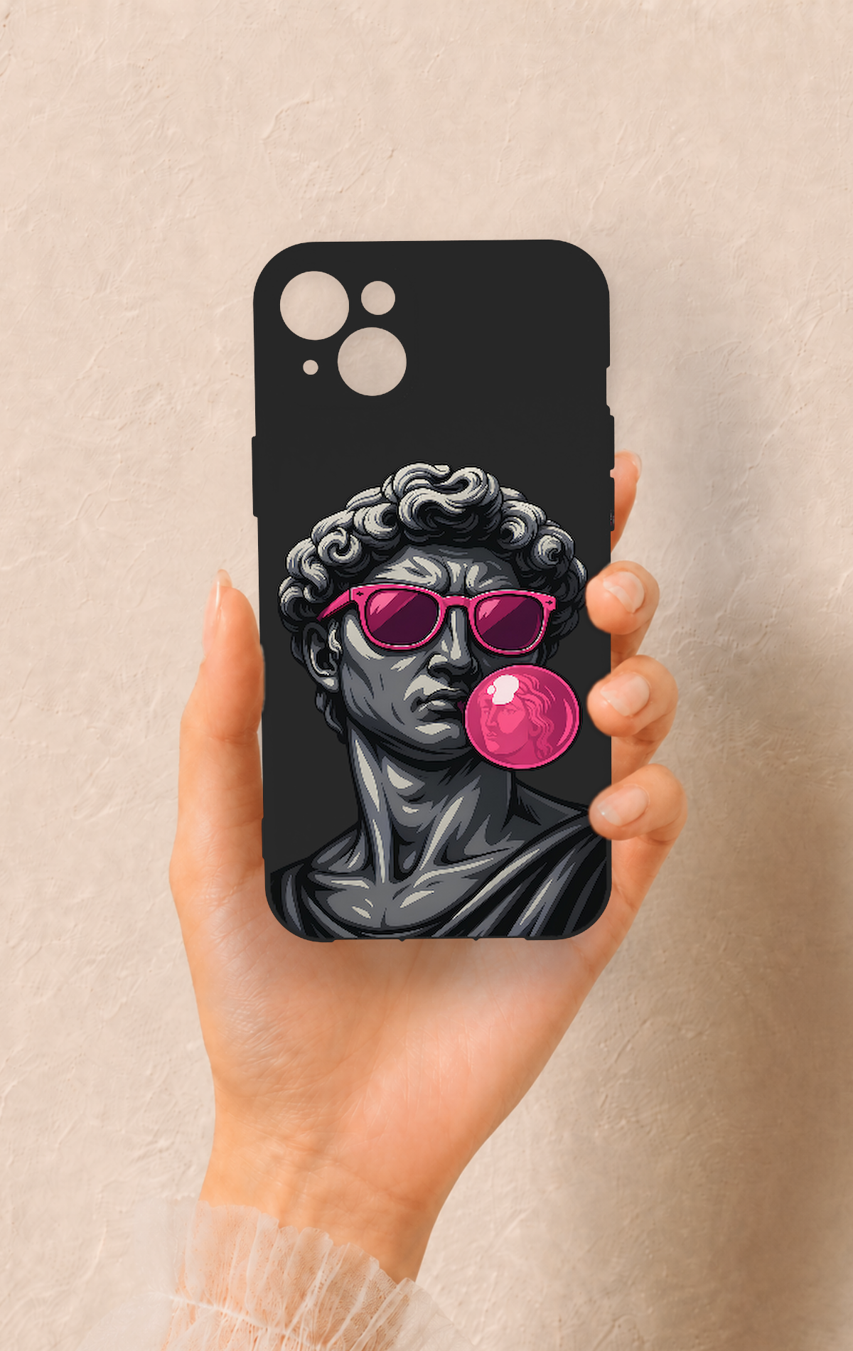 iPhone 14 Plus/15 Plus Uyumlu Pop David Desenli Silikon Kılıf