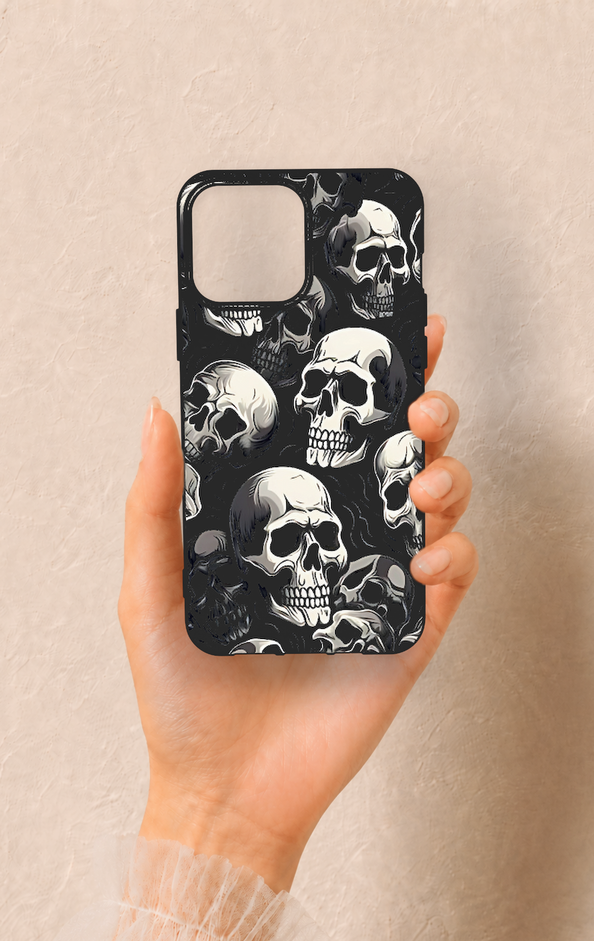iPhone 13 Pro Max Uyumlu Kuru Kafa Desenli Silikon Kılıf