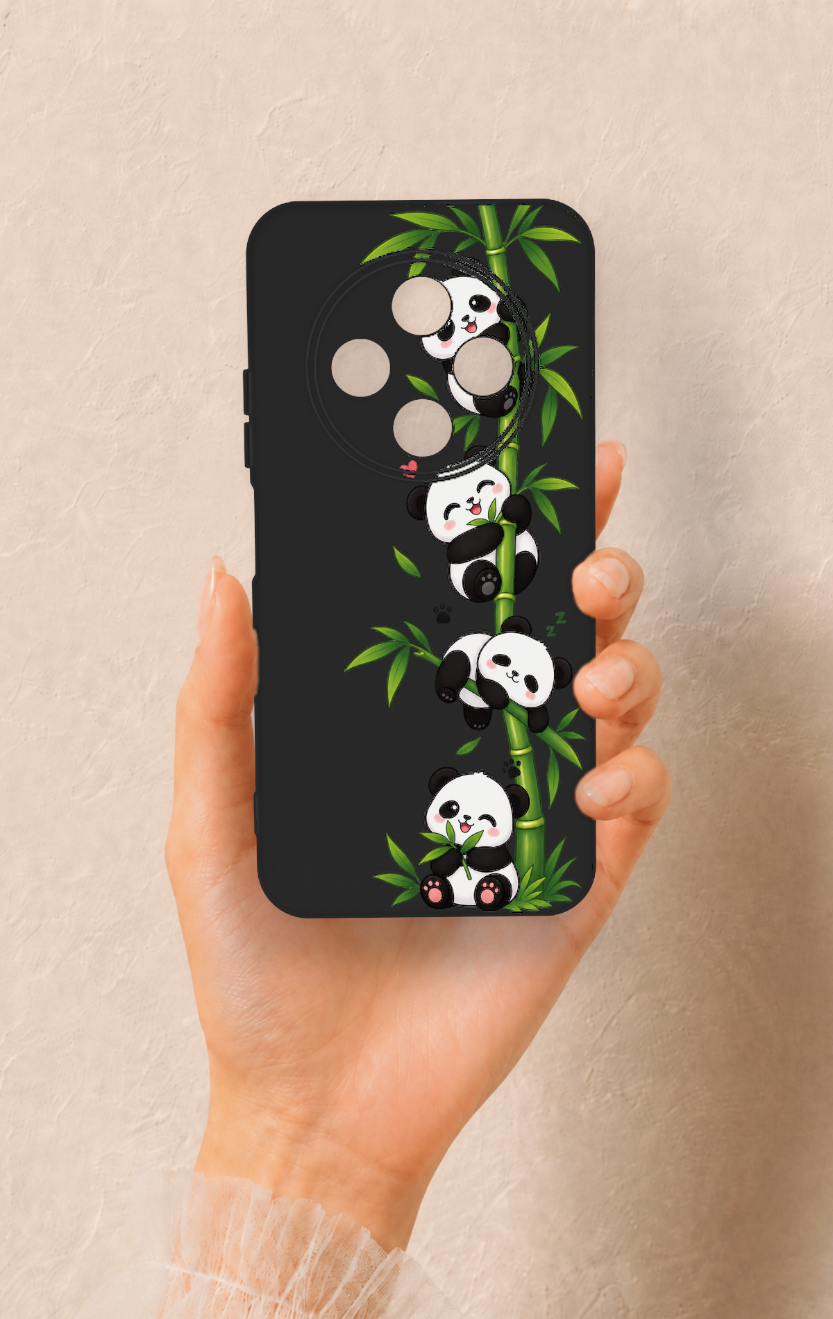 Tecno Spark 30C Uyumlu Sevimli Panda Bambu Desenli Silikon Kılıf