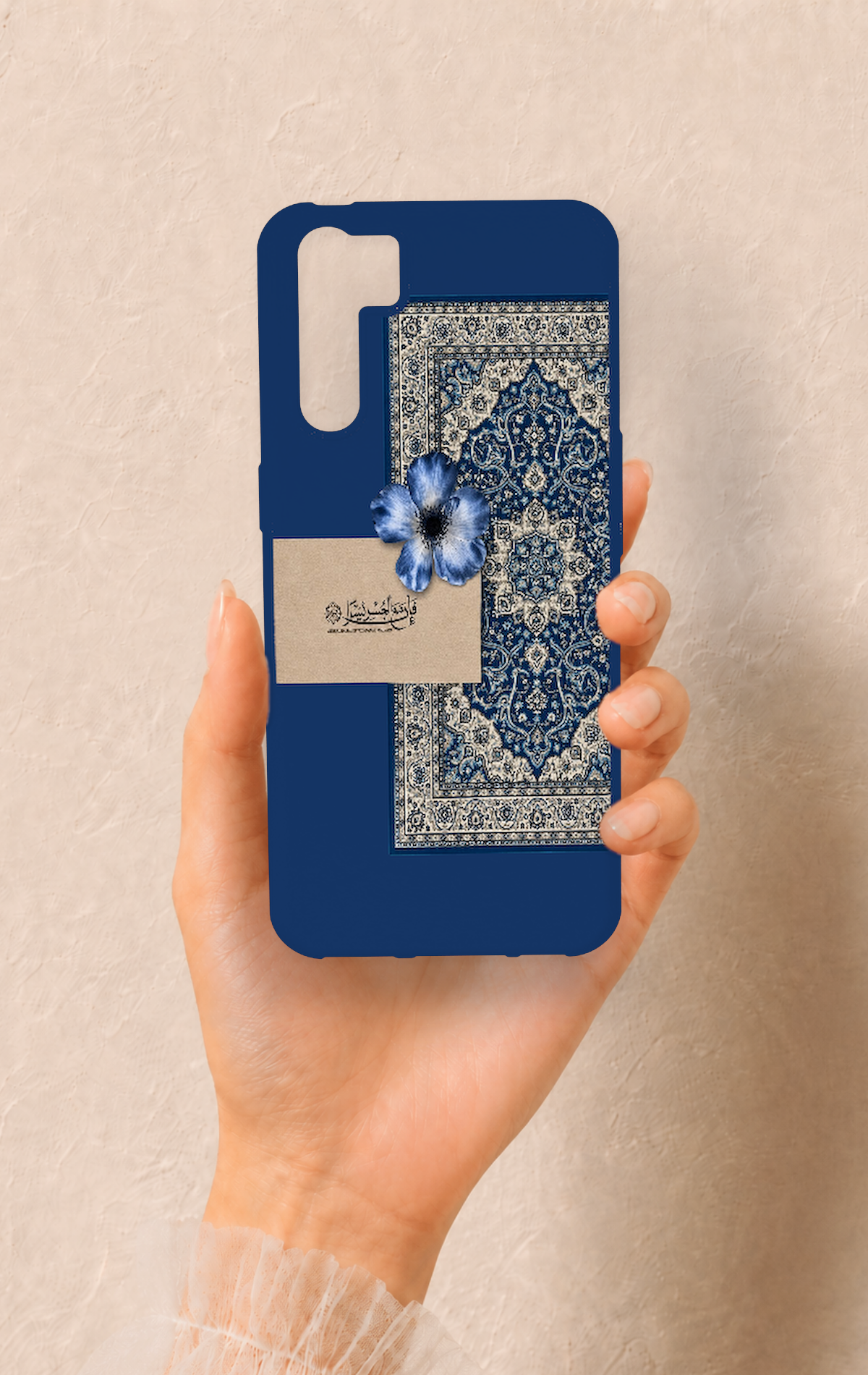 Oppo A91 Uyumlu Mavi Etnik Halı Desenli Silikon Kılıf