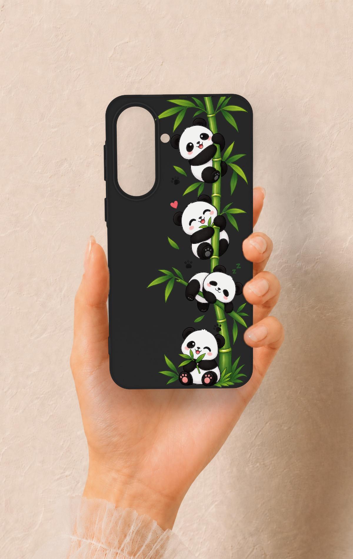 Samsung A37 Uyumlu Sevimli Panda Bambu Desenli Silikon Kılıf