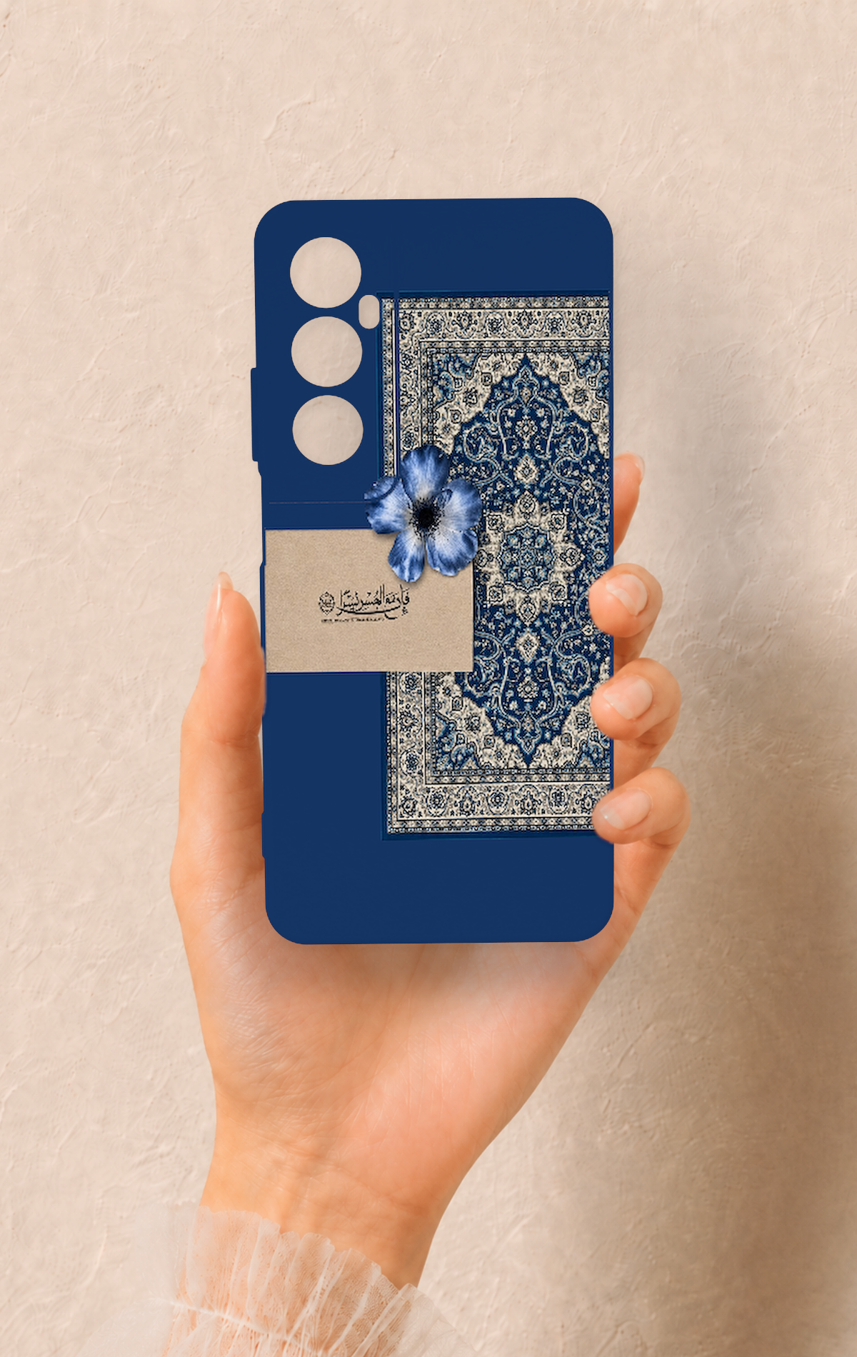Realme C65 Uyumlu Mavi Etnik Halı Desenli Silikon Kılıf
