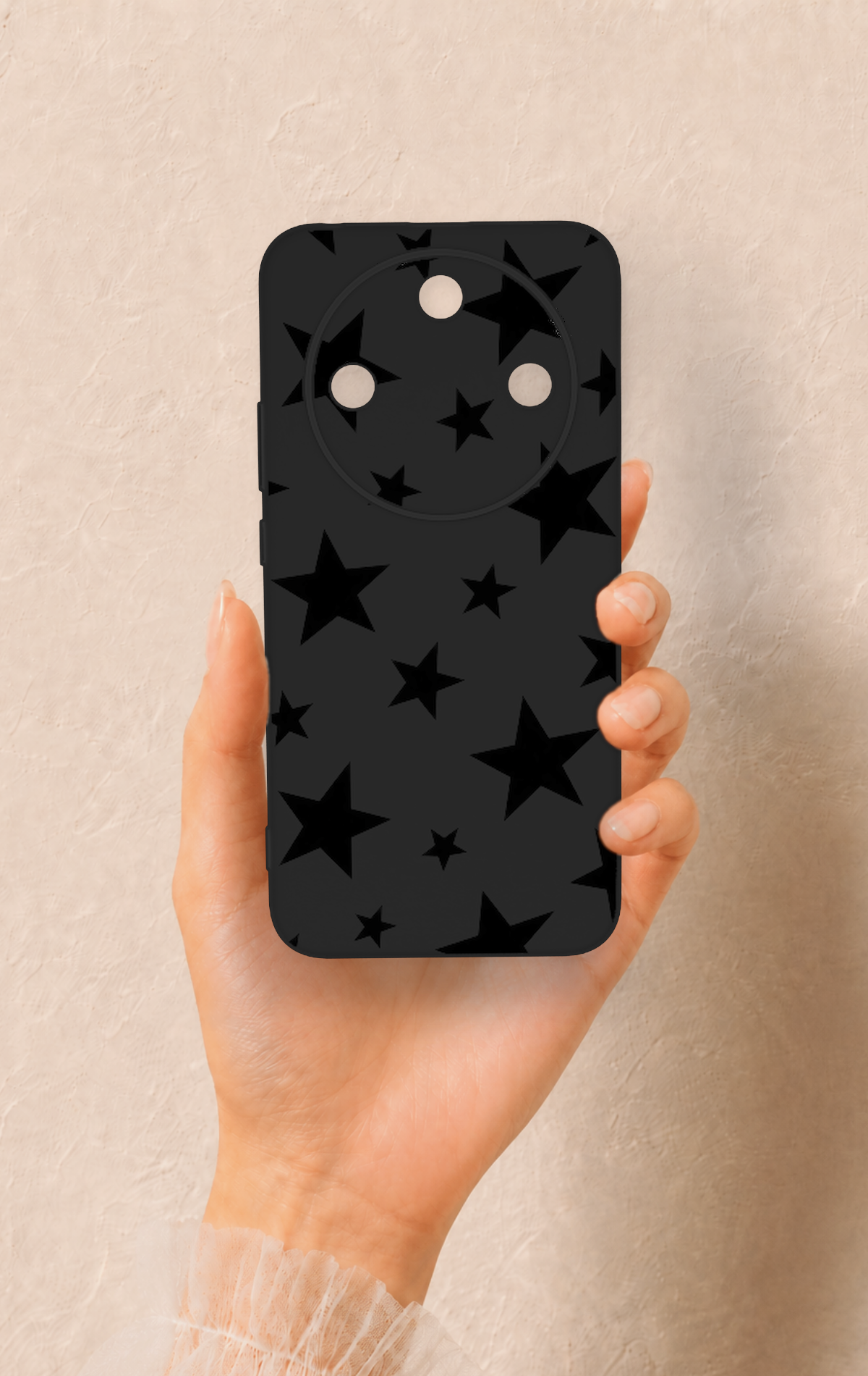 Honor Magic 8 Lite Uyumlu Siyah Star Desenli Silikon Kılıf