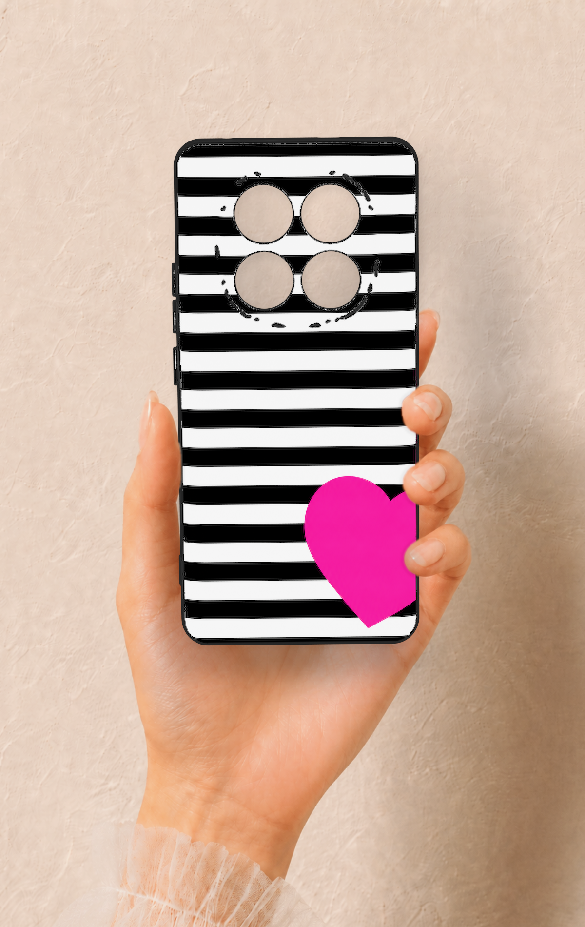 Redmi Note 14 Pro 5G Uyumlu Çizgili Kalp Desenli Silikon Kılıf