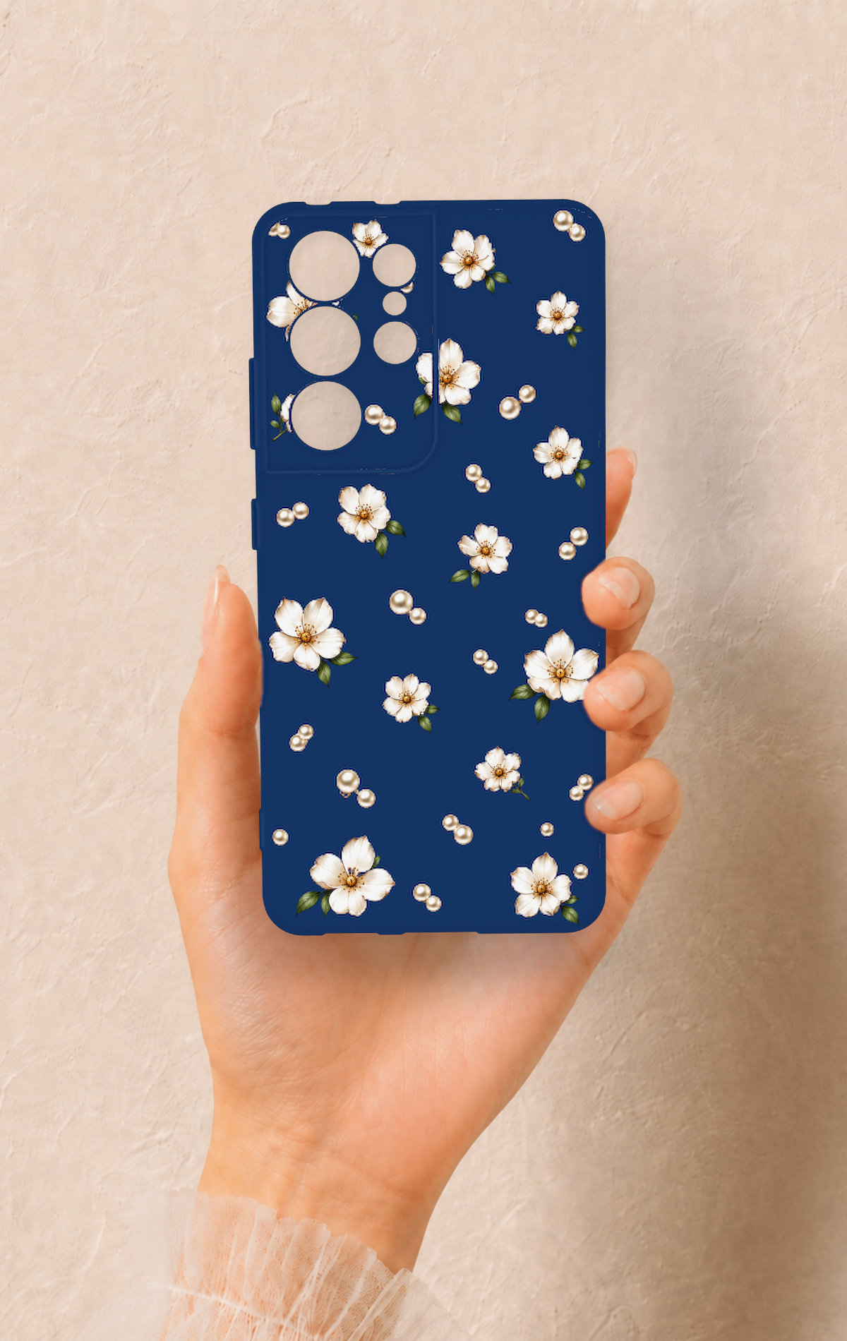Samsung S21 Ultra Uyumlu Papatya İnci Desenli Silikon Kılıf
