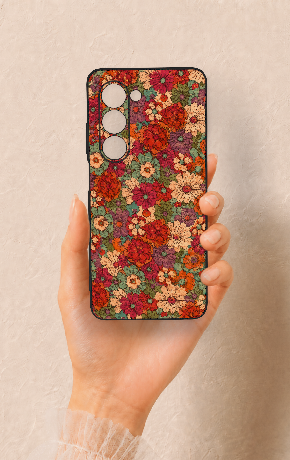 Oppo A5 5G Uyumlu Pastel Çiçek Bahçesi Desenli Silikon Kılıf