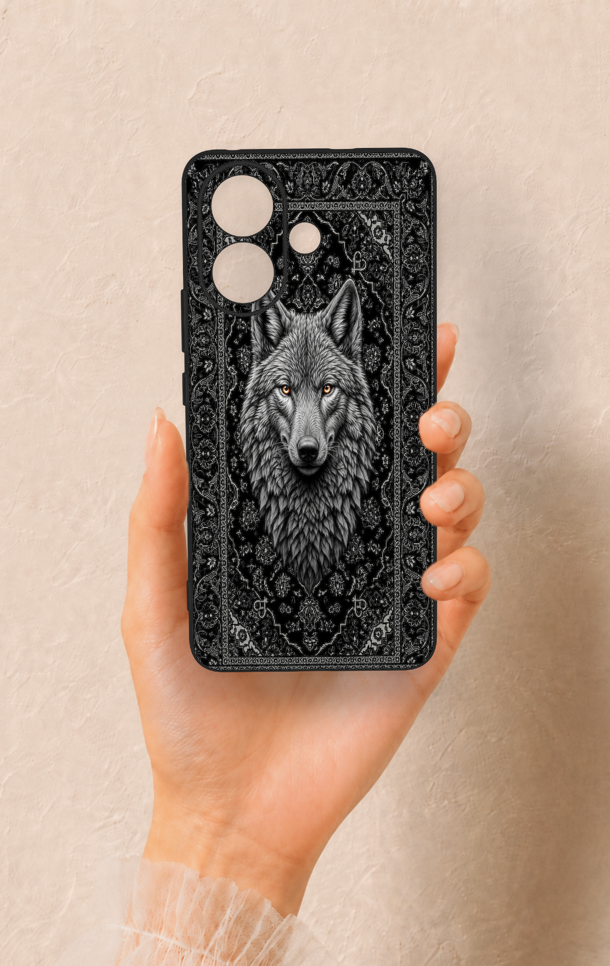 Vivo V60 Lite Uyumlu Etnik Kurt Desenli Silikon Kılıf