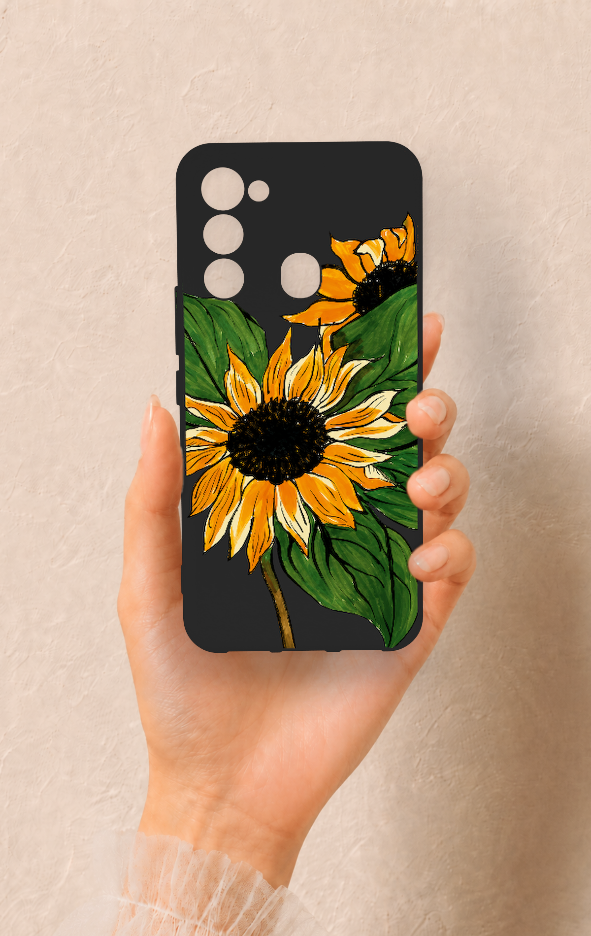 Tecno Spark 8C Uyumlu Ay Çiçeği Desenli Silikon Kılıf