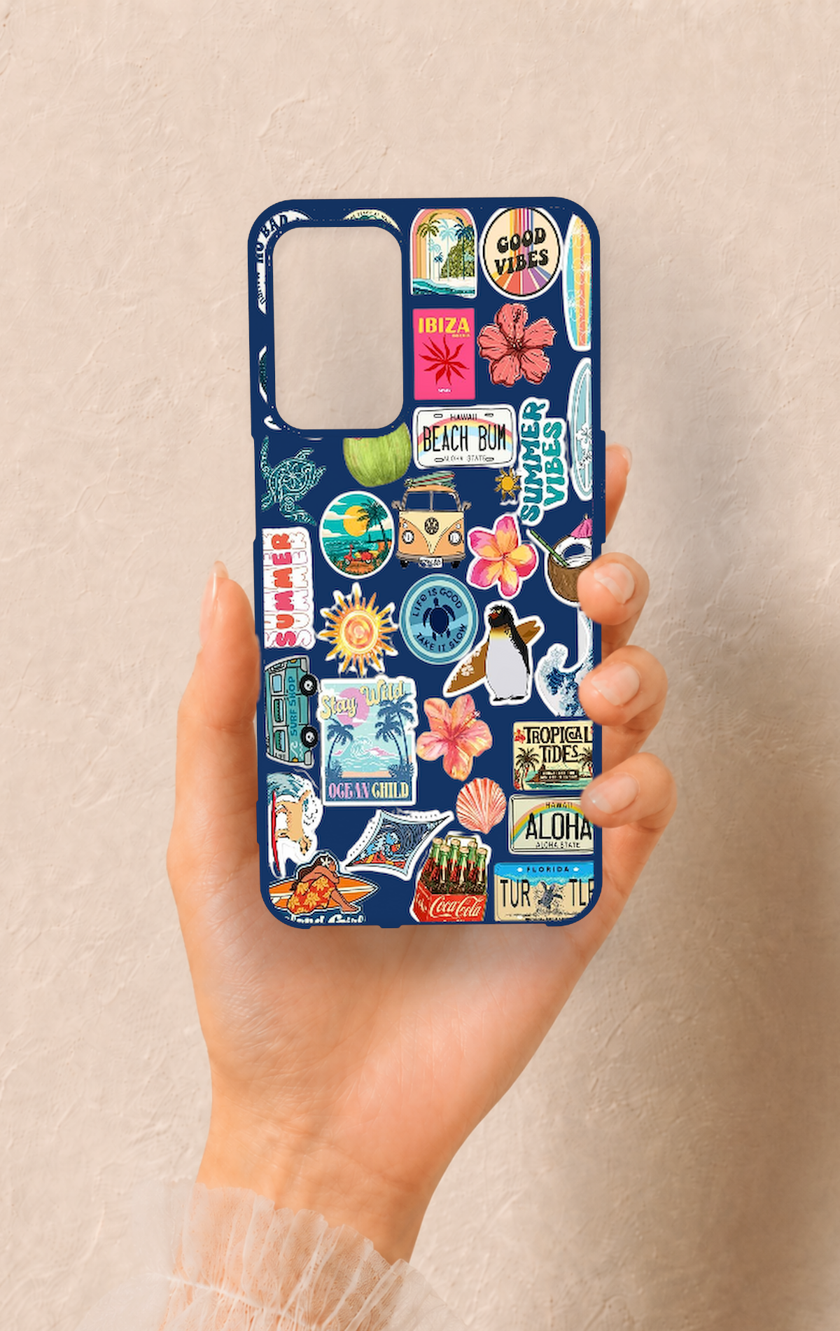 Oppo A16 Uyumlu Summer Vibes Desenli Silikon Kılıf